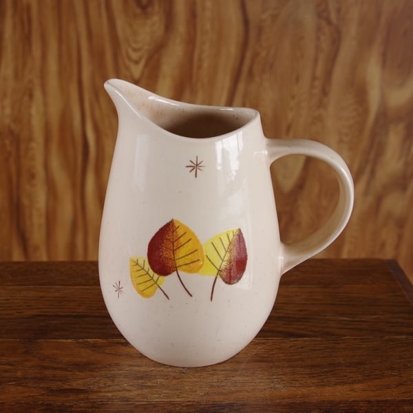 アメリカ製ヴィンテージ食器 Vernonware 落ち葉模様 ジャグ ピッチャー