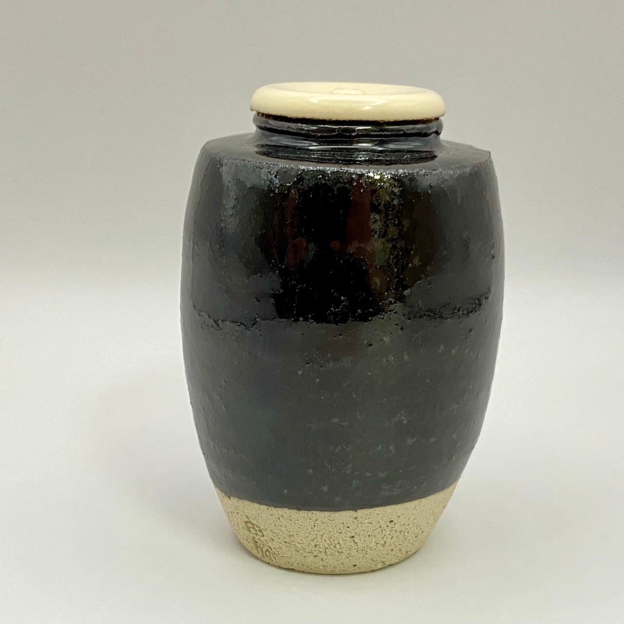 茶道具 瀬戸赤津焼 織部焼 山口正悟作 肩衝茶入 仕覆付 共箱 V 7081