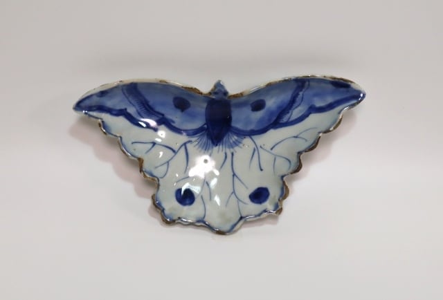 中国美術 古染付 草花紋 皿 φ17.5cm 五件 まとめて 旧家蔵出