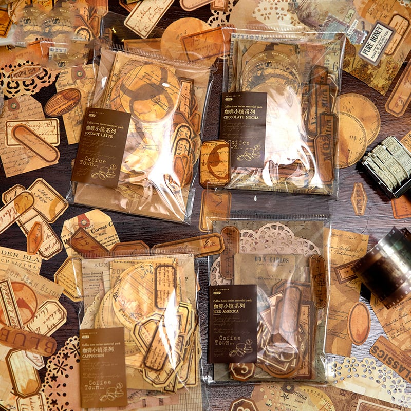 コラージュ素材セット ☆ ③ コーヒー染め風