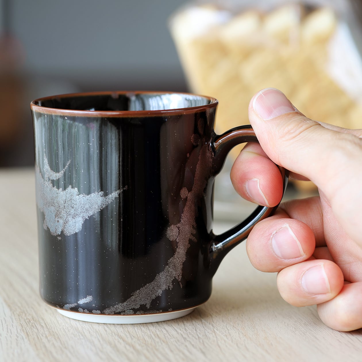 青木龍山作天目釉銘々皿五枚食器