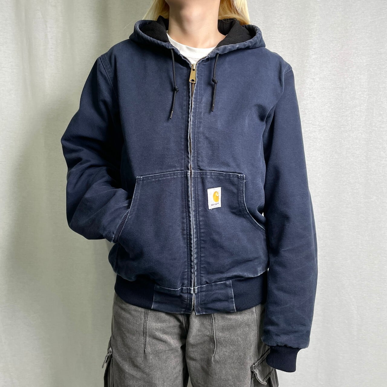 carhartt カーハート アクティブ ジャケット ダック ネイビー 革タグ