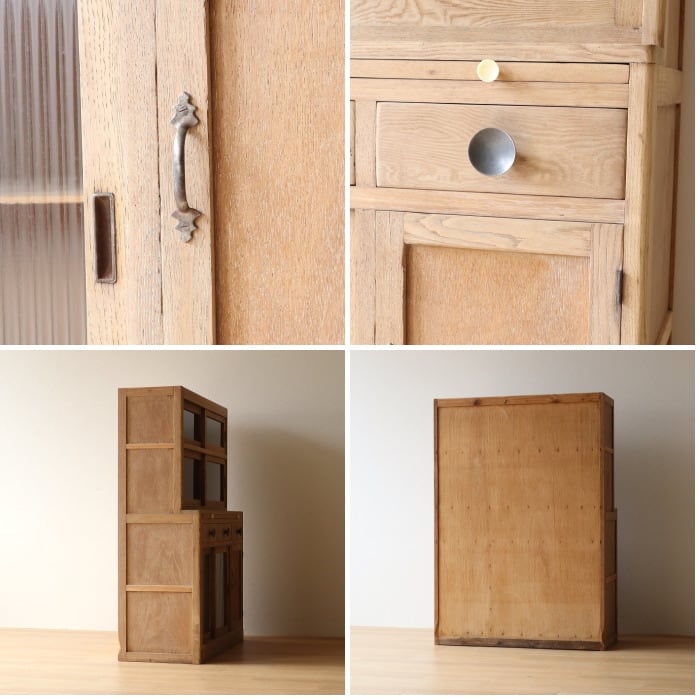 アンティーク 小ぶりな水屋タンス 古家具 無塗装 レトロ 収納棚 | RENOKA