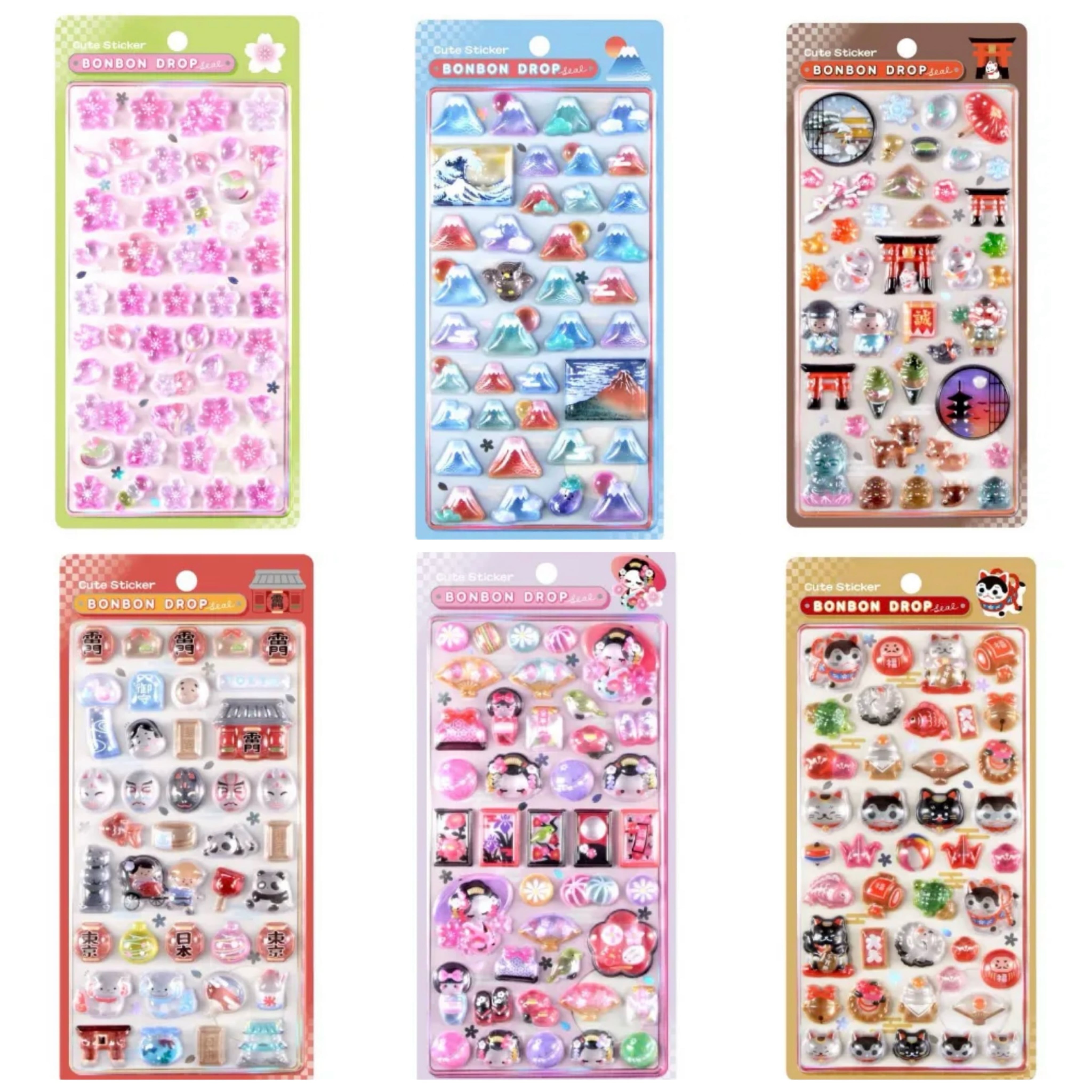 正規品】ボンボンドロップシール和柄6枚セット(東京観光＋古都めぐり＋