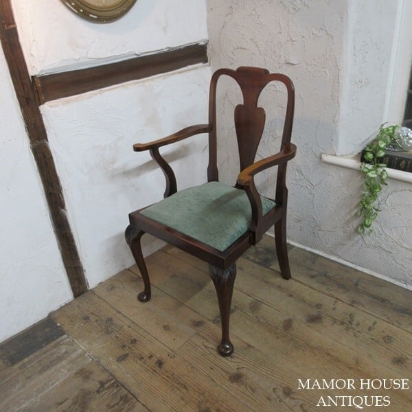 イギリス アンティーク 家具 クイーンアンチェア 猫脚 椅子 英国 4140e