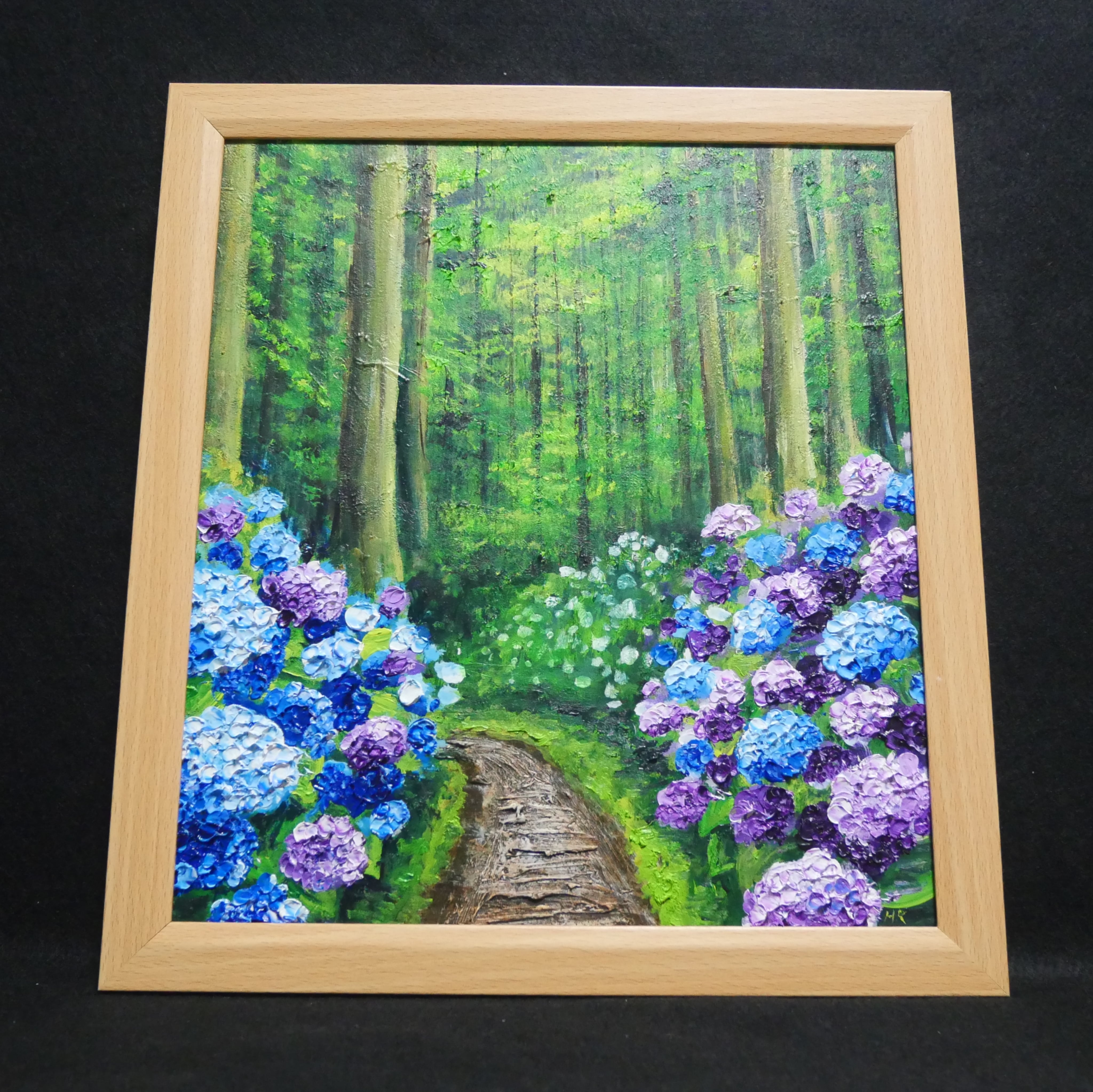 油絵 油彩 油彩画 絵 絵画【森の紫陽花の道】 | HIROSHI1990