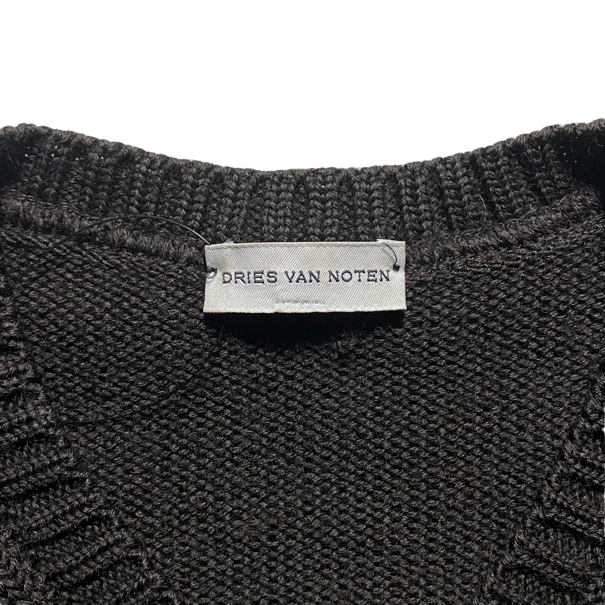 archive DRIES VAN NOTEN native pattern zip-up knit cardigan | NOIR