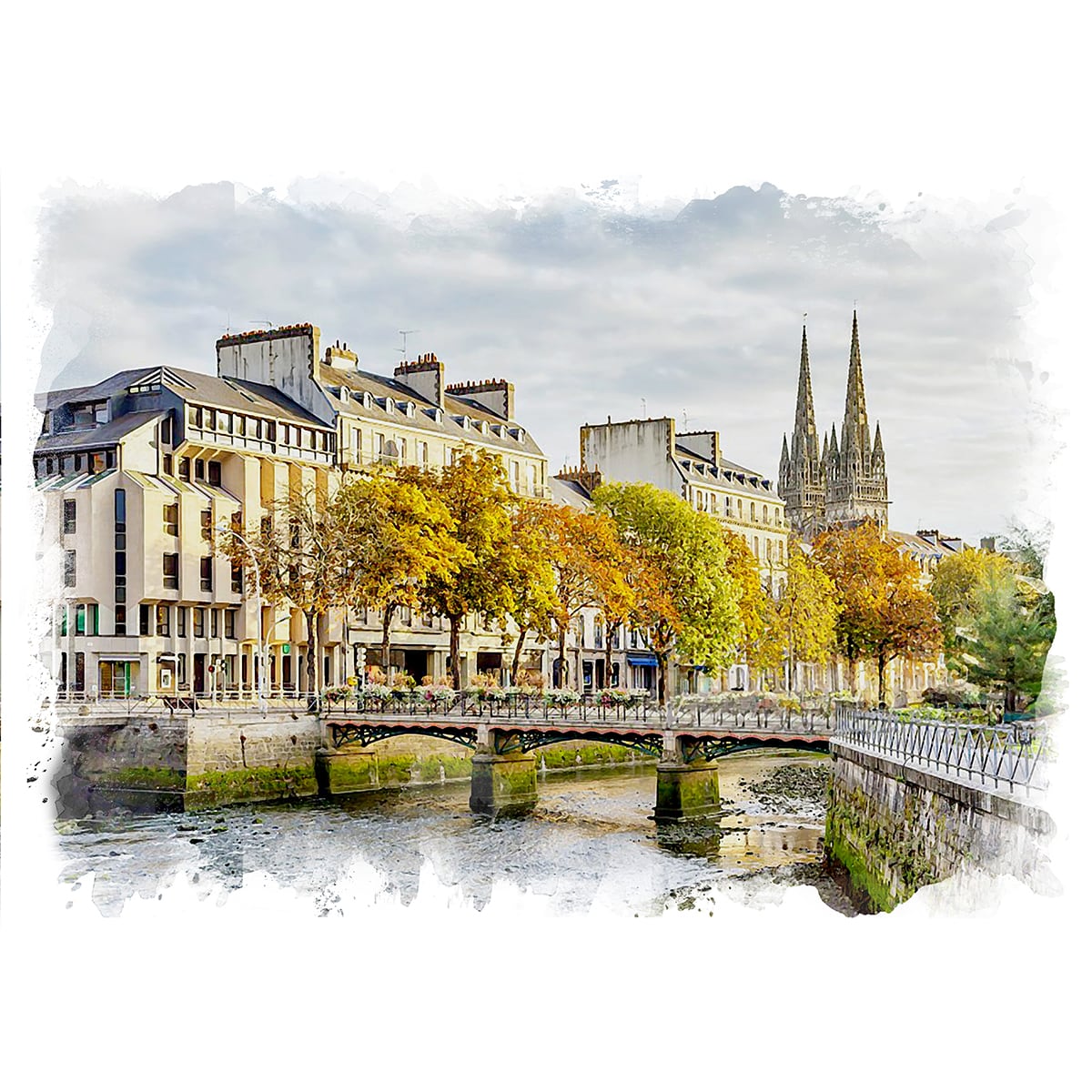 真作】絵画 油彩6号 街のにぎわい 都市風景 印象派風 都会の情景 W137