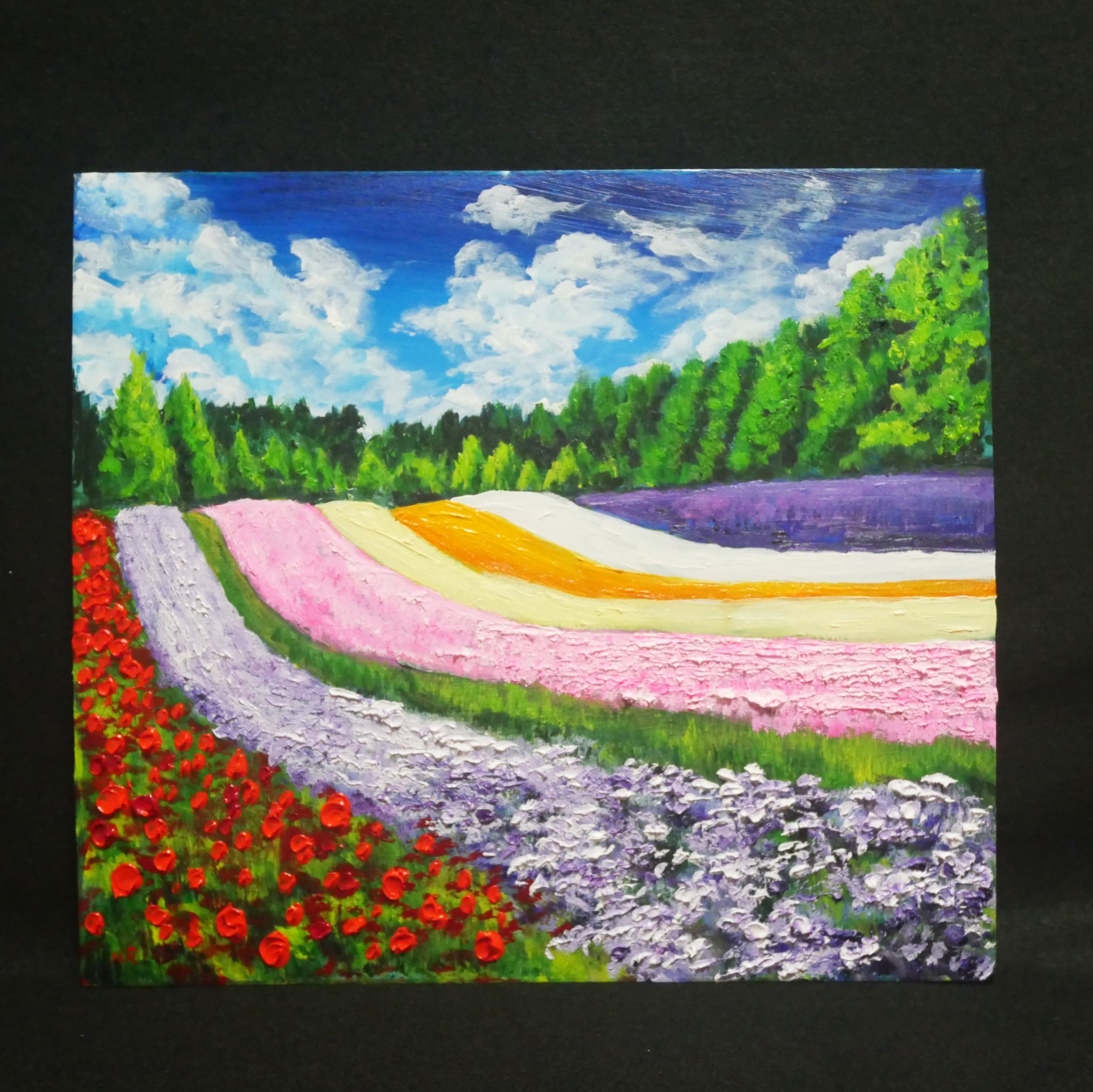 絵画 油絵 日本の原風景 菜の花公園 ミニ美 絵画 油絵 日本の原風景