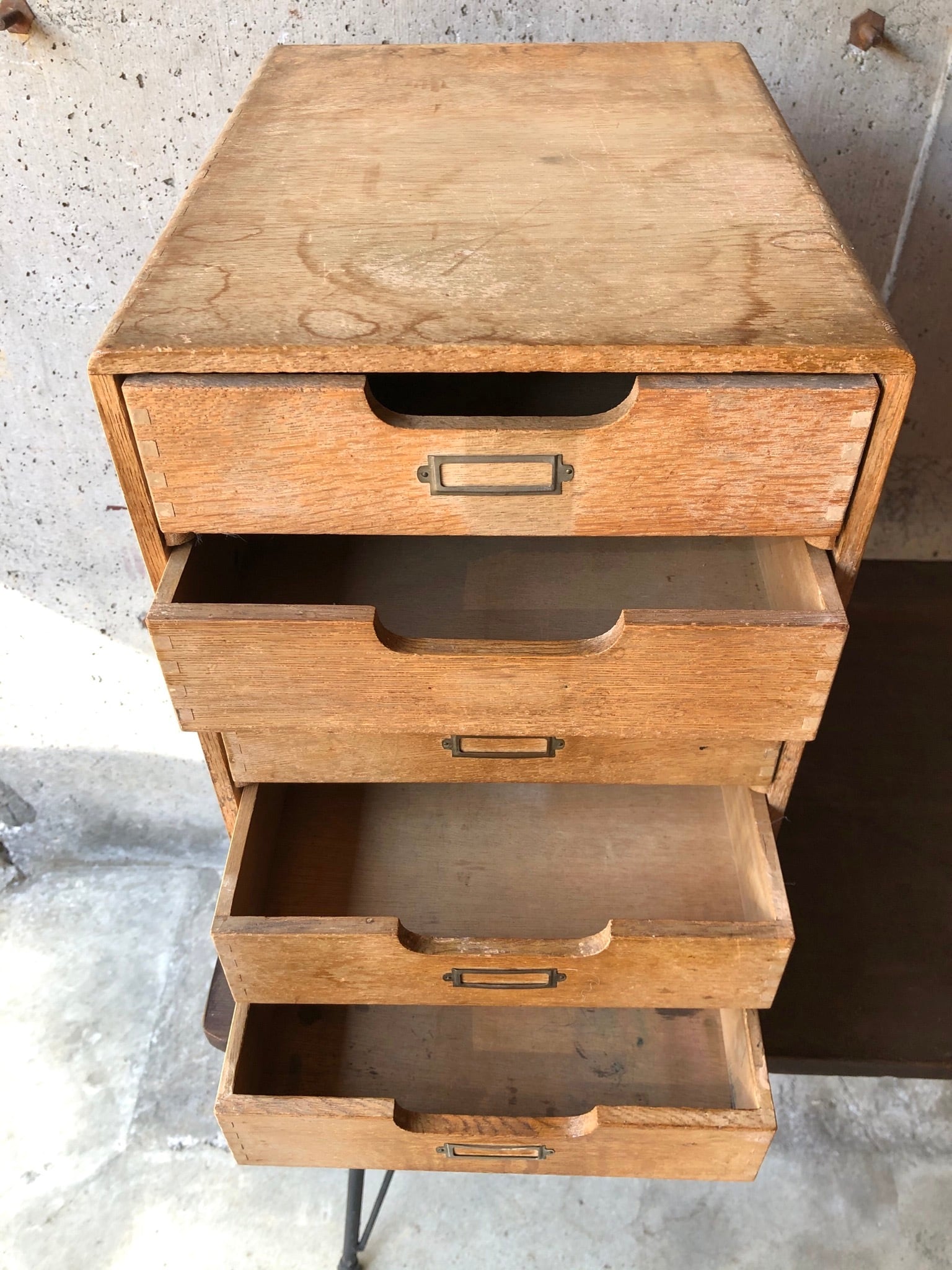 昭和レトロ 両引きの小引出し 木製 5段収納 引き出し 書類入れ 小物