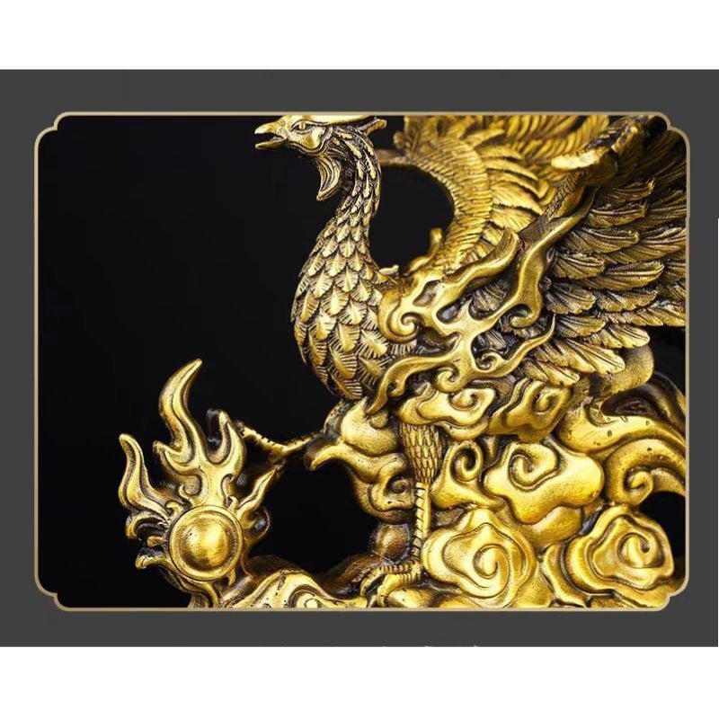 鳳凰 不死鳥 置物 オブジェ 真鍮製 風水 四霊 火の鳥 フェニックス