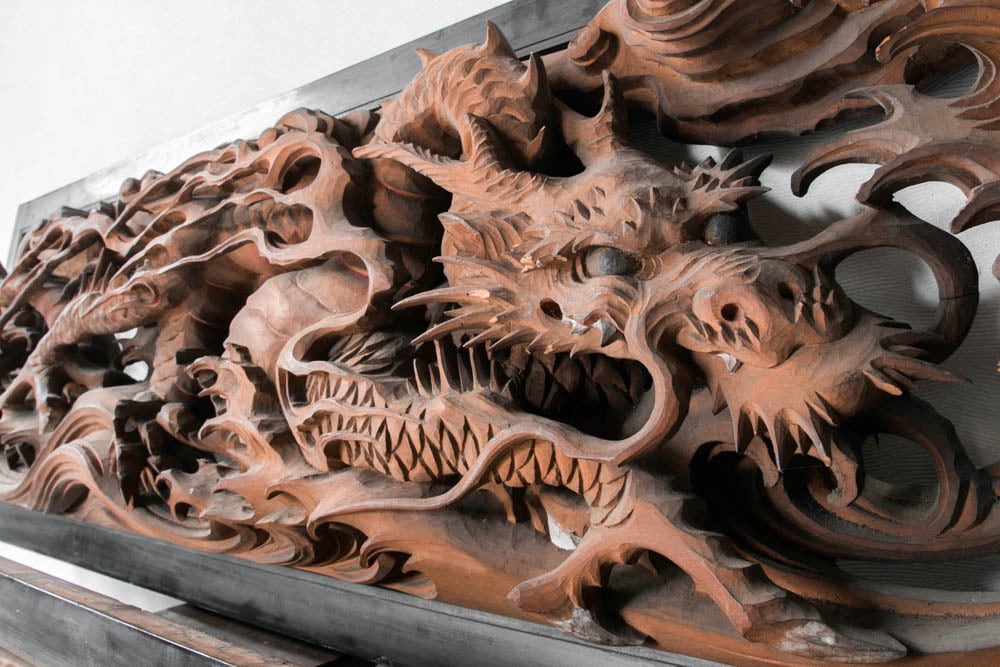 木彫り玉眼彫刻魚化け鯉鯱龍麒麟欄間アンティーク骨董品