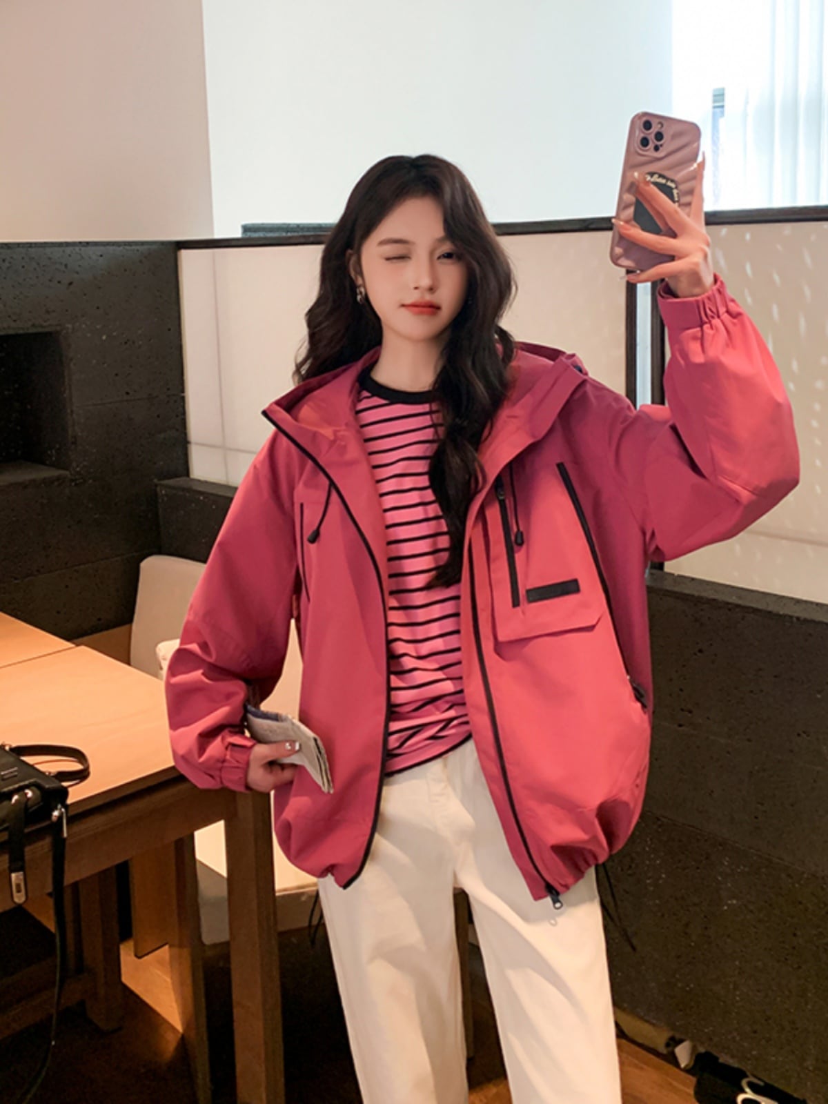 ローズピンクのフード付きジャケット | signal 日本未入荷勢揃い！全品