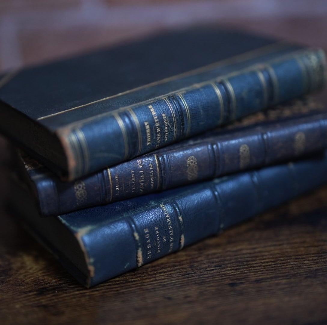 1700年代頃の希少な革装丁の洋書【3set】古書 アンティーク インテリア