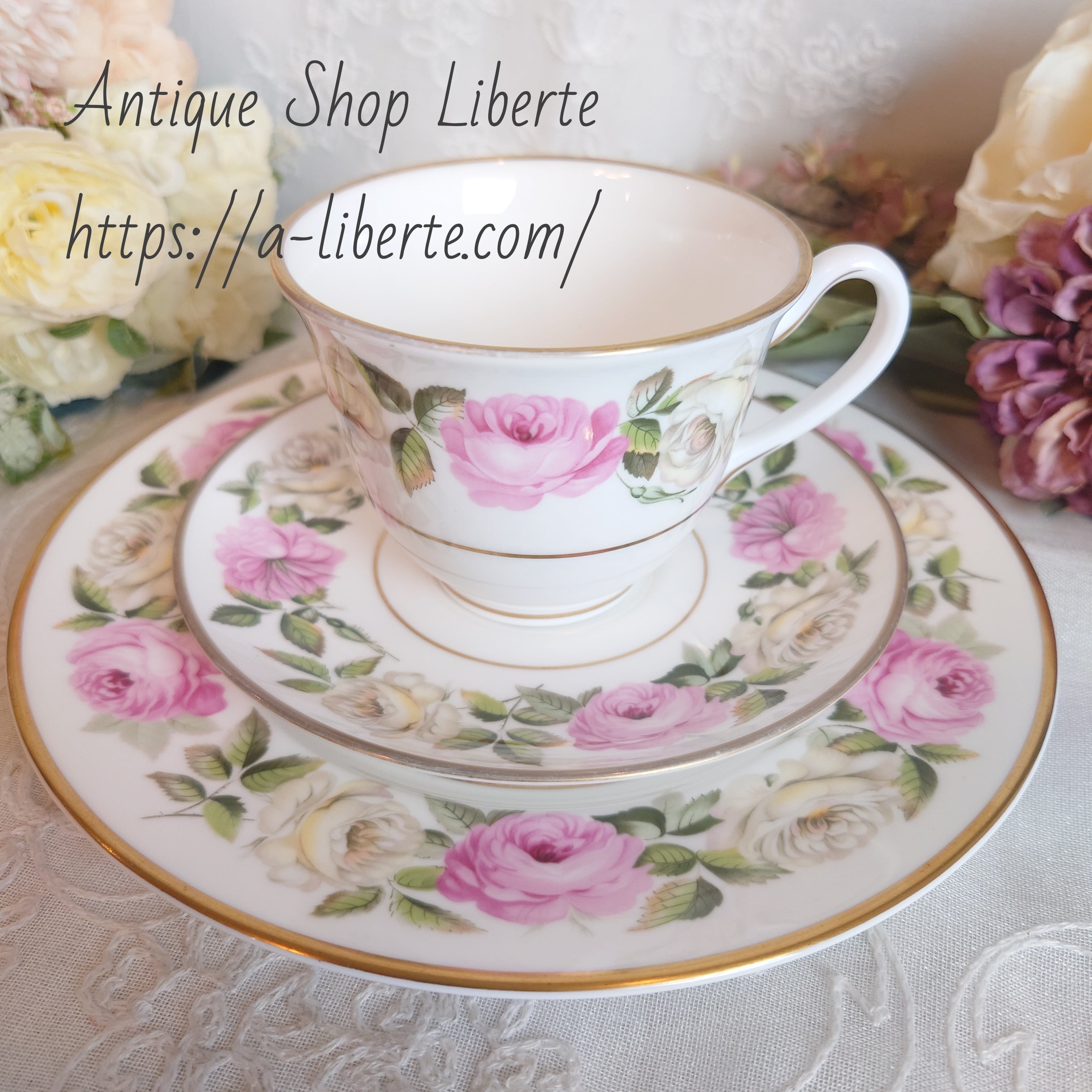 最終価格、オ−ルドリモージュカップアンドソーサ−ケーキ皿、、トリオ