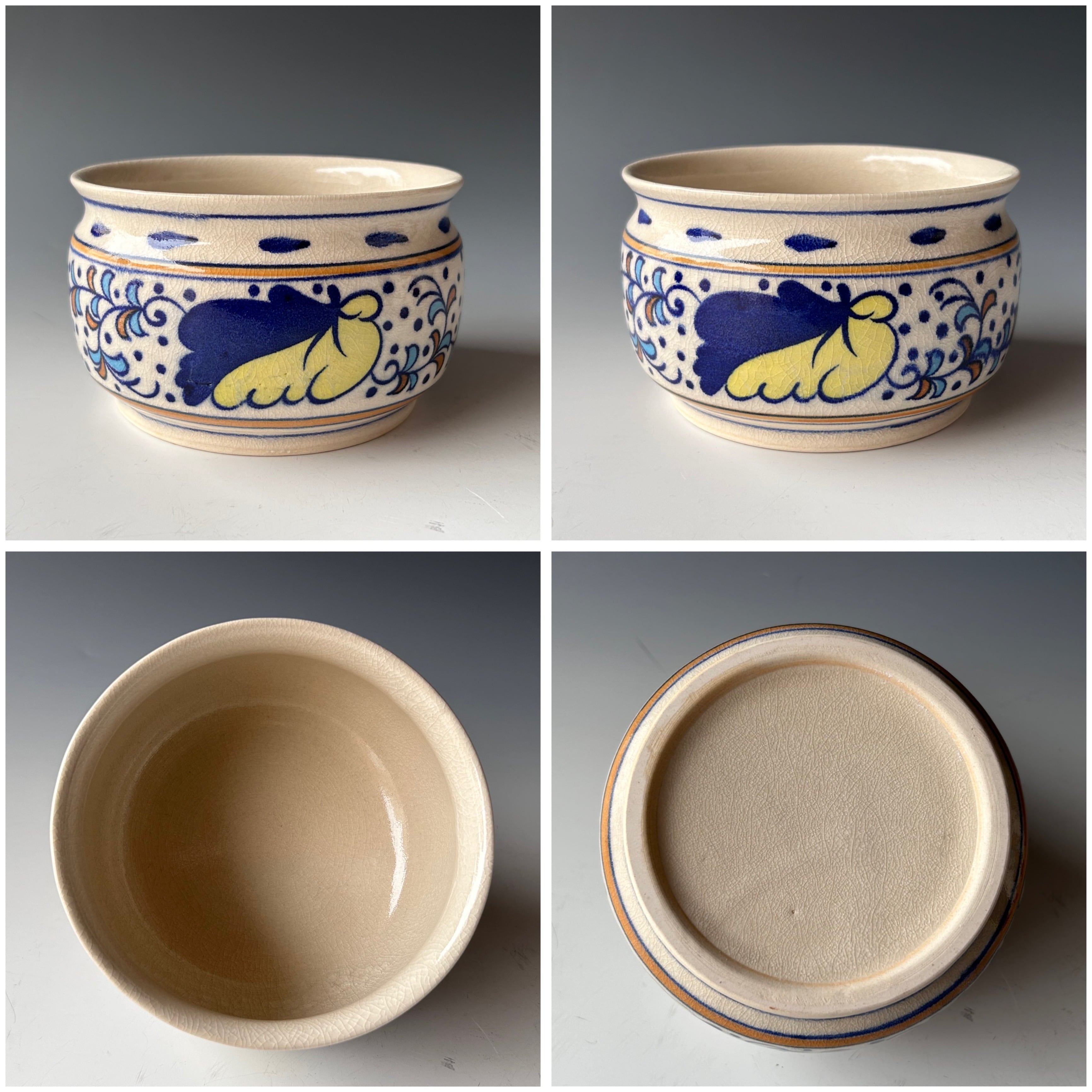 都屋】48 平安 永鵬造「染付 山水 皆具」共箱 蓋置 杓立 建水 水指