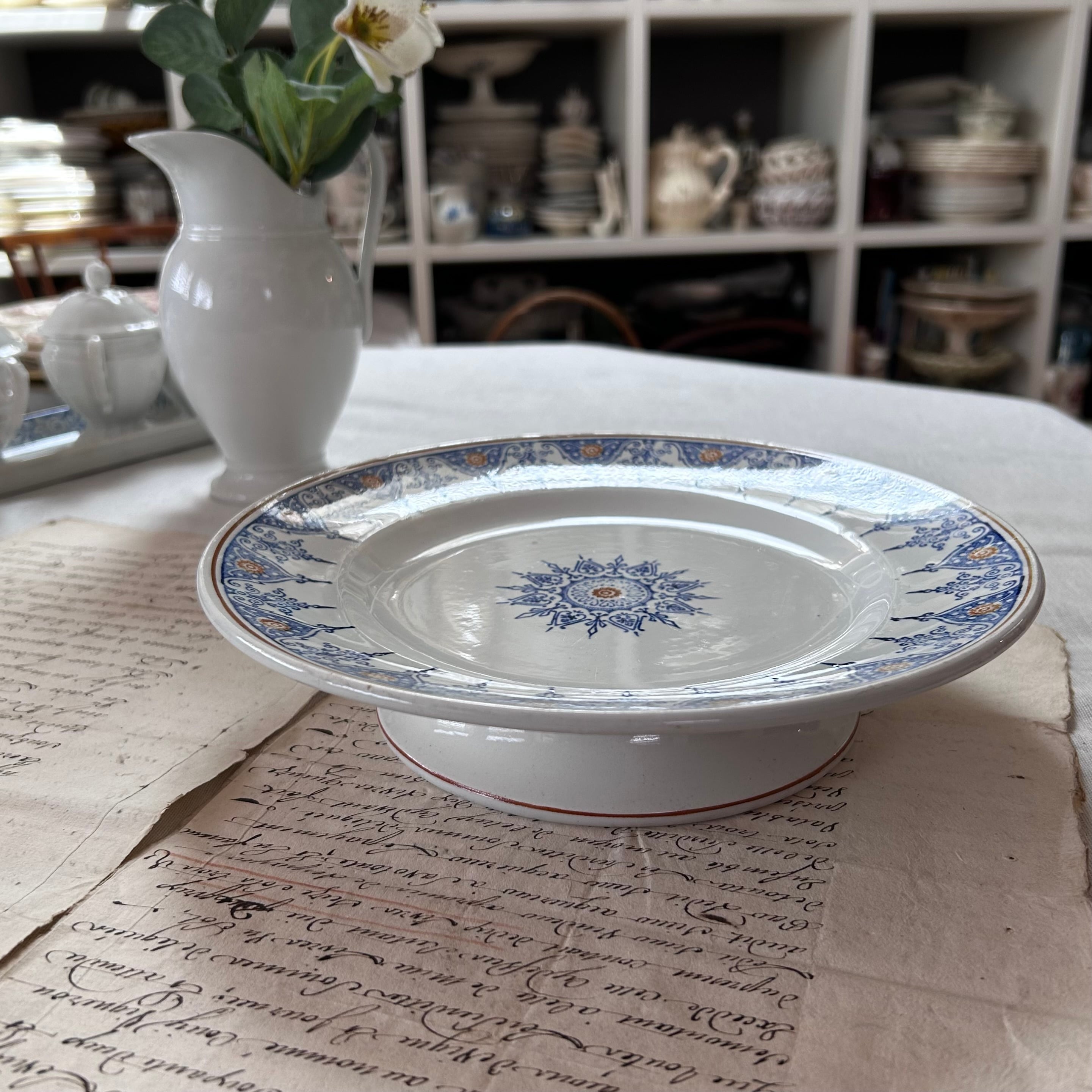 サルグミンヌ窯 花リム コンポティエ フランスアンティーク