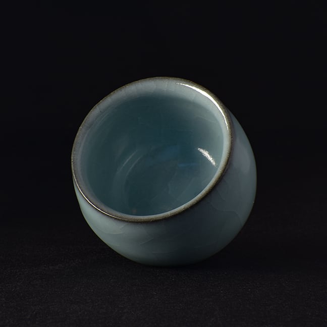 宮下善爾 淡青瓷 ぐい呑 盃 京都 1981年 木箱 作家物 ぐい呑み