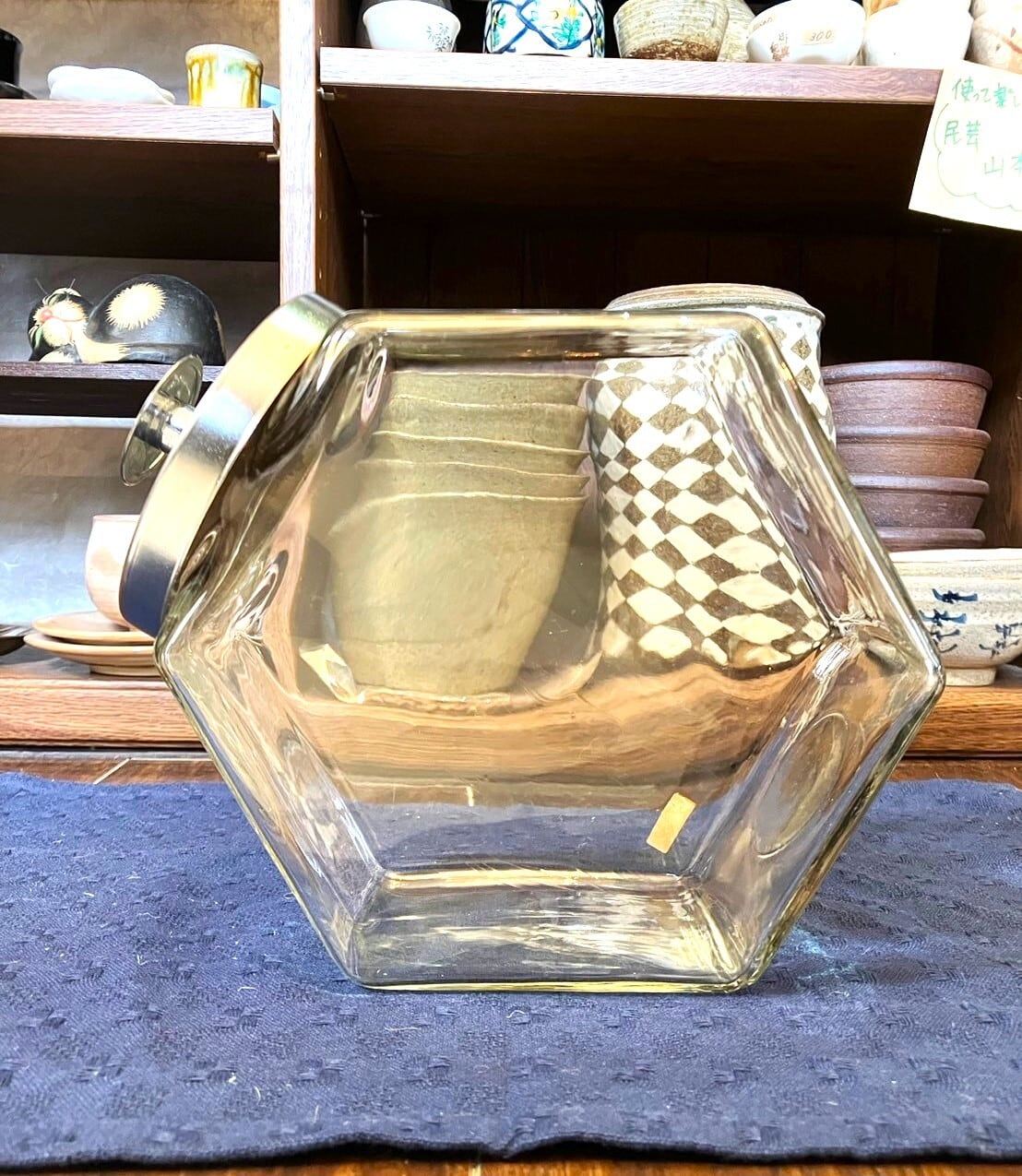 六角形のガラス瓶・猫瓶｜お菓子入れ・駄菓子入れ 昭和レトロ