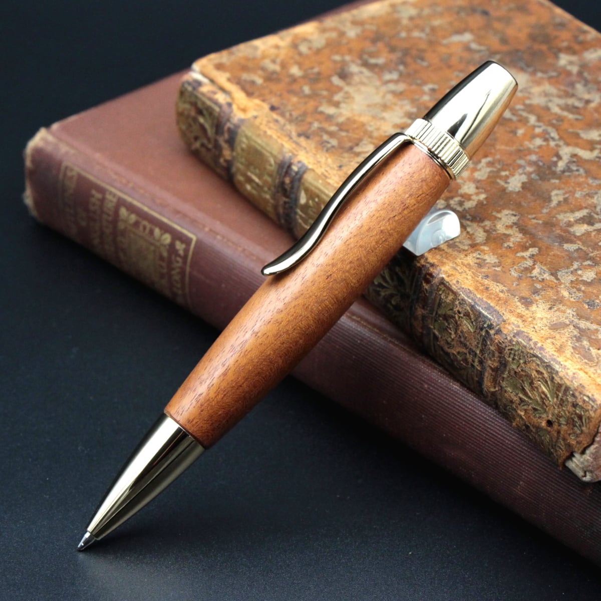 世界三大銘木 キューバンマホガニー ゴールド金具・Chouette」木軸ペン