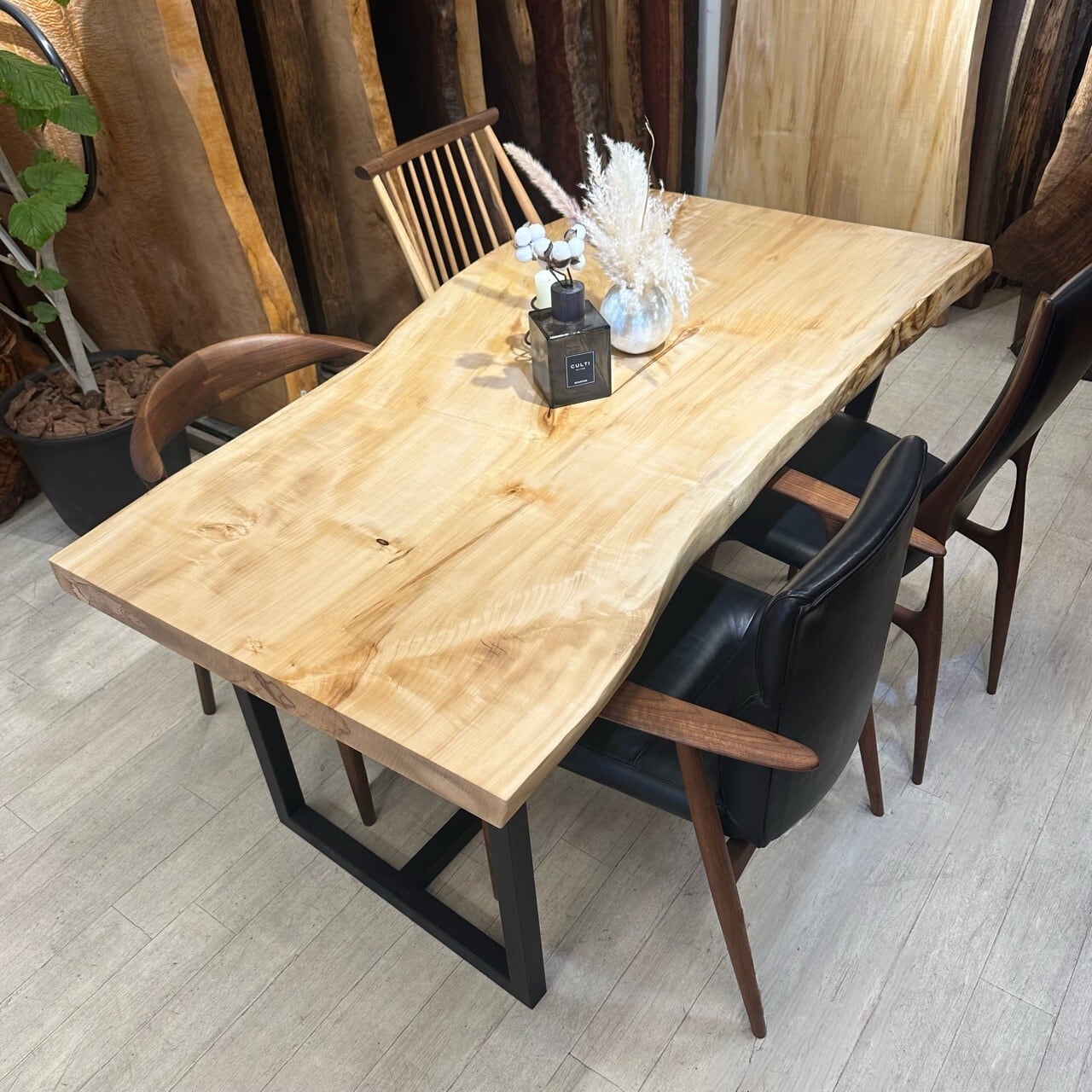 栃 トチ 一枚板 ローテーブル センターテーブル ベンチ カフェ 別荘