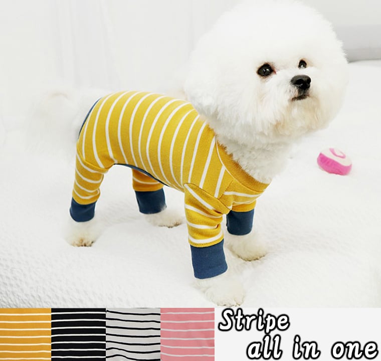 ボーダーロンパース S ~ XL 2color / 犬服 犬 つなぎ オールインワン
