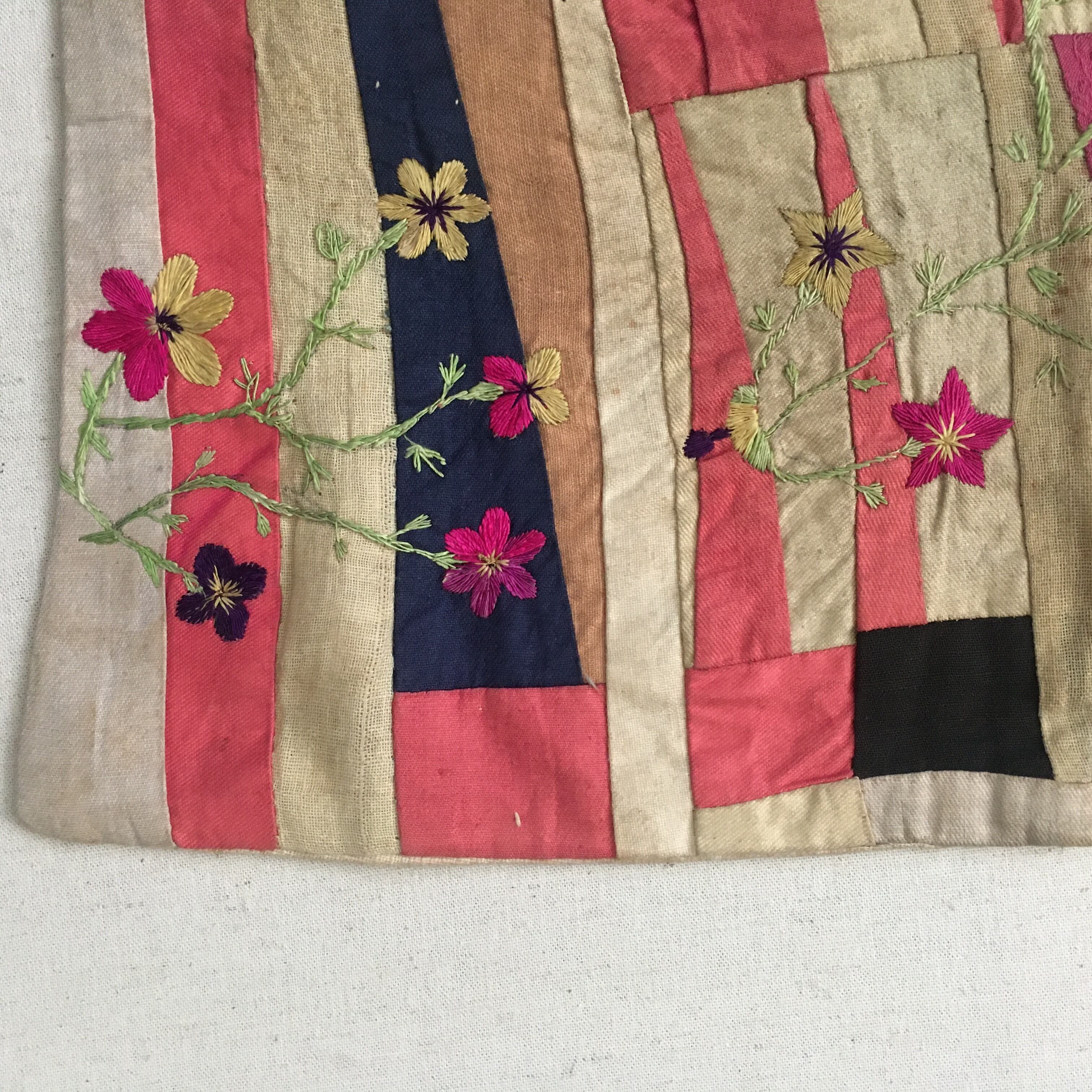 希少 ポジャギ アンティーク モシ 麻 韓国 工芸 黒 李朝 繕いあり 希少