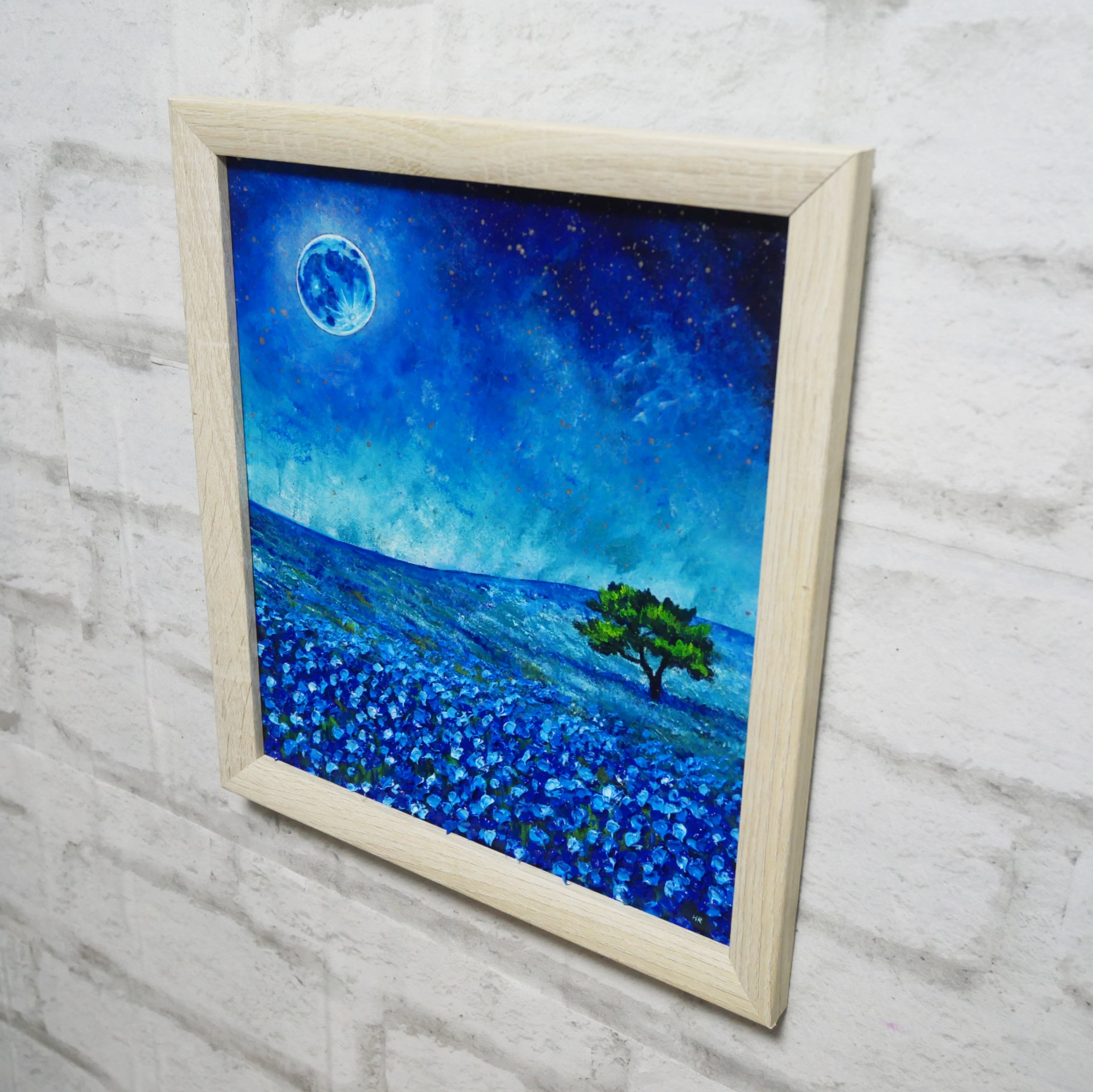 ☆絵画☆油絵☆額付き☆ 油絵 油彩 油彩画 絵 絵画 【ネモフィラと