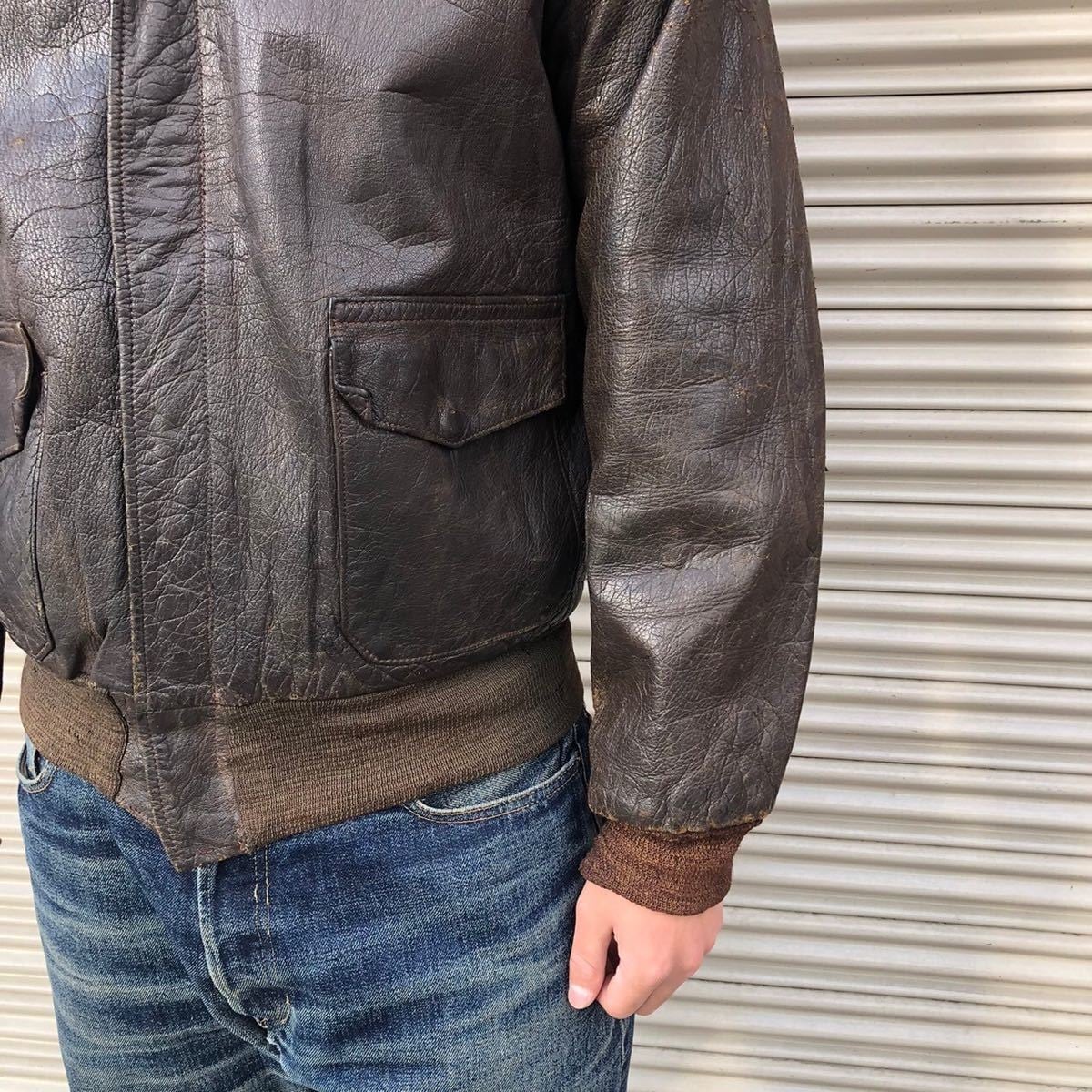 雰囲気抜群 50s USAF 米軍 A-2 レザー フライトジャケット