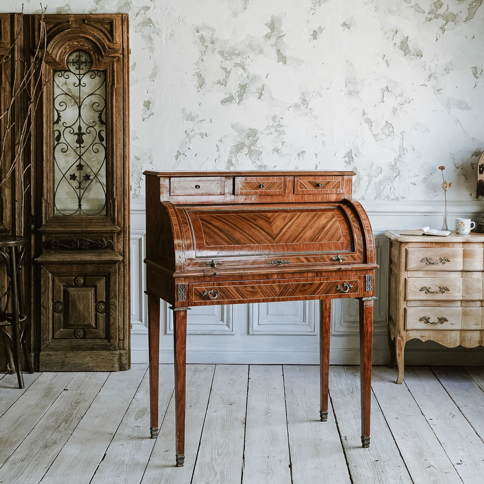 ライティングビューロー/収納/勉強机/ディスプレイ/アンティーク/空間