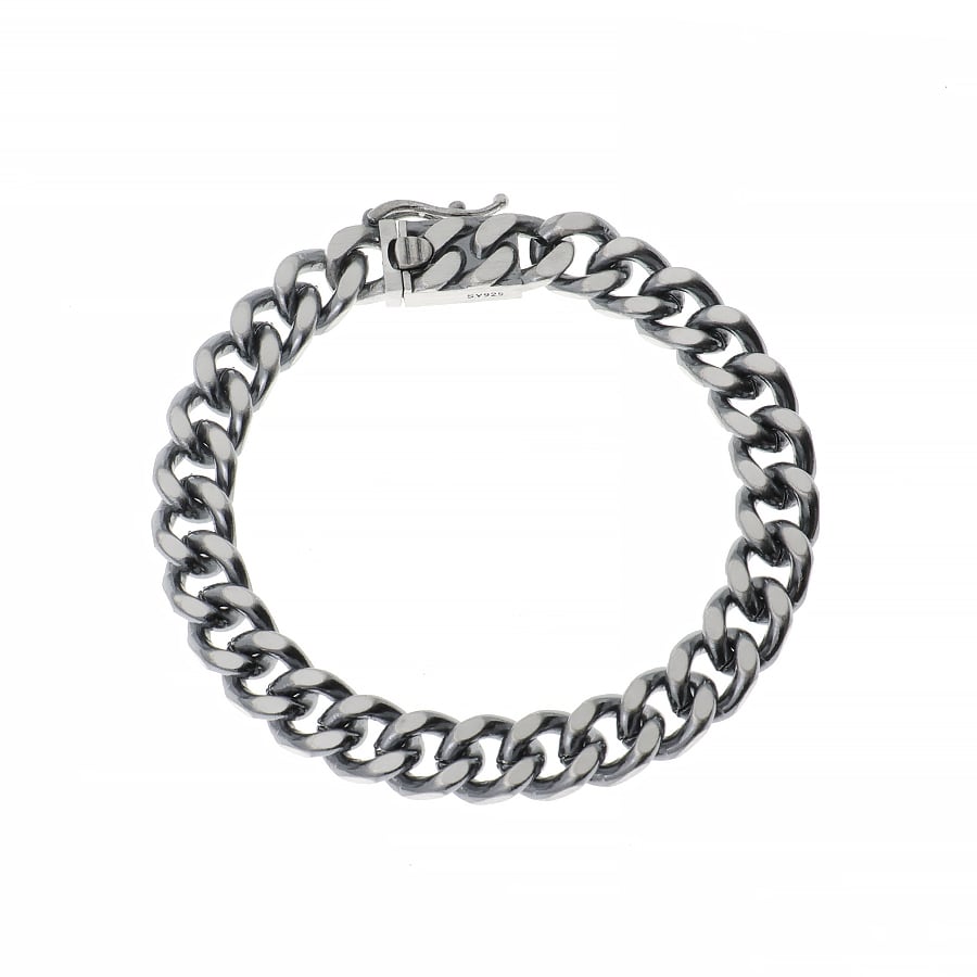 シルバー925 燻し銀 喜平チェーン ブレスレット ダメージ加工 ユニ