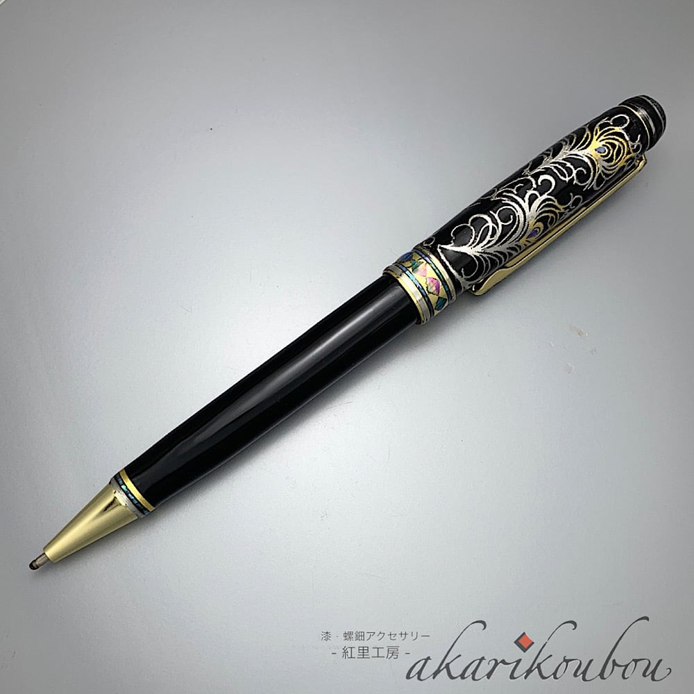 漆】 ☆ 漆器 朱漆絵金龍人物紋毛筆 ☆ 清代 花卉 唐人 描金文様