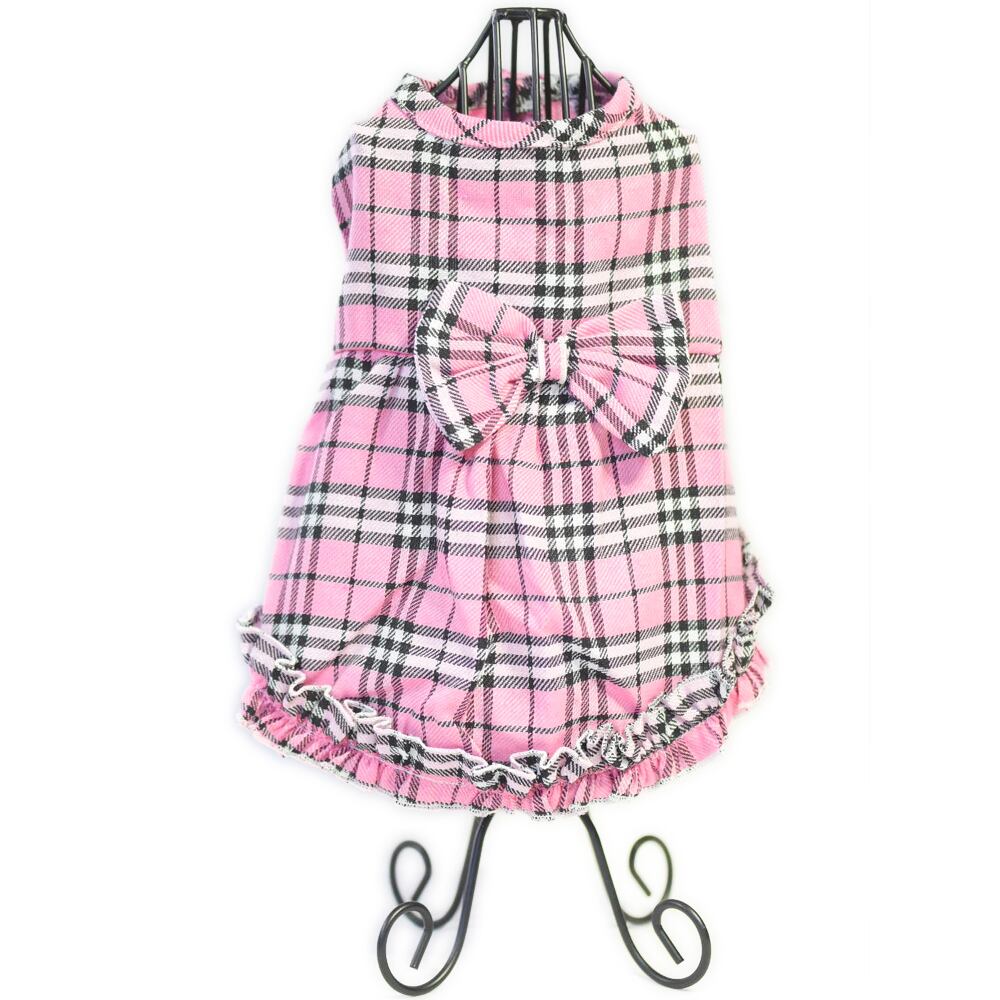 犬服⭐︎ハンドメイド♡リボンワンピース（チェック） 犬服