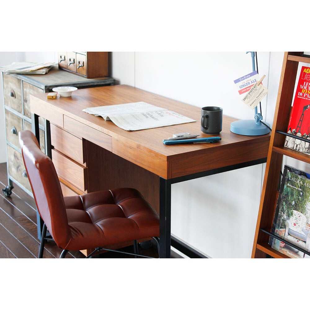 クラシックスタイル木製デスク 2引き出し ダークブラウン クラシック