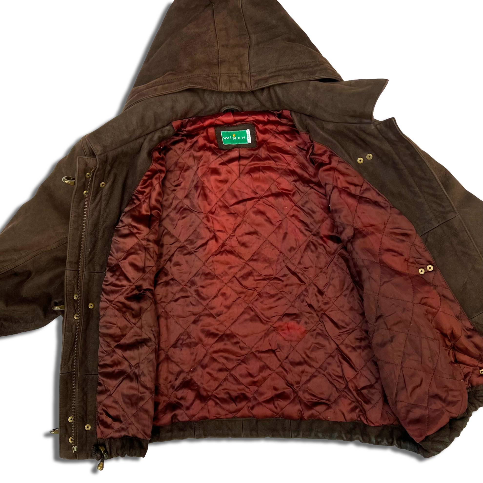 ☆短丈☆ ユーロ ファイヤーマンレザージャケット 脱着可 フード付き