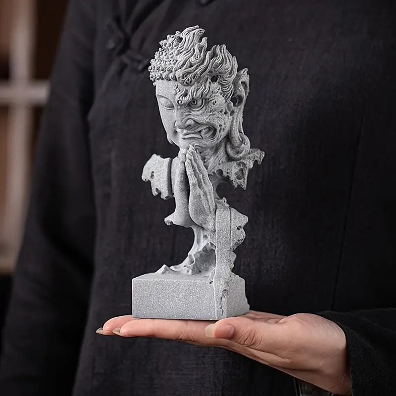 オブジェ 仏 石工芸 鬼 天国 地獄 インテリア お洒落 フィギュア 置物