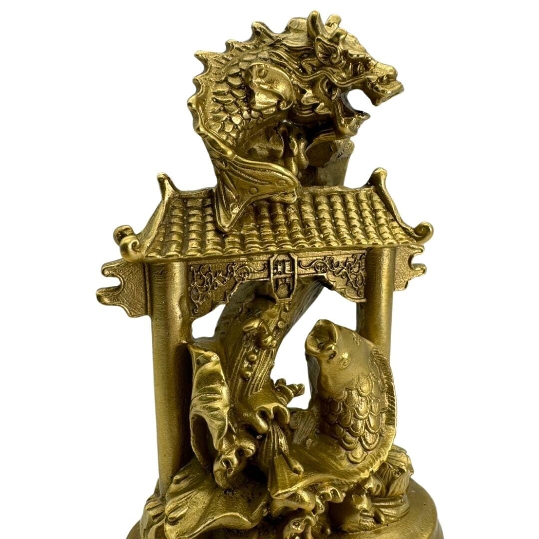 銅造昇り鯉花入れ 置物