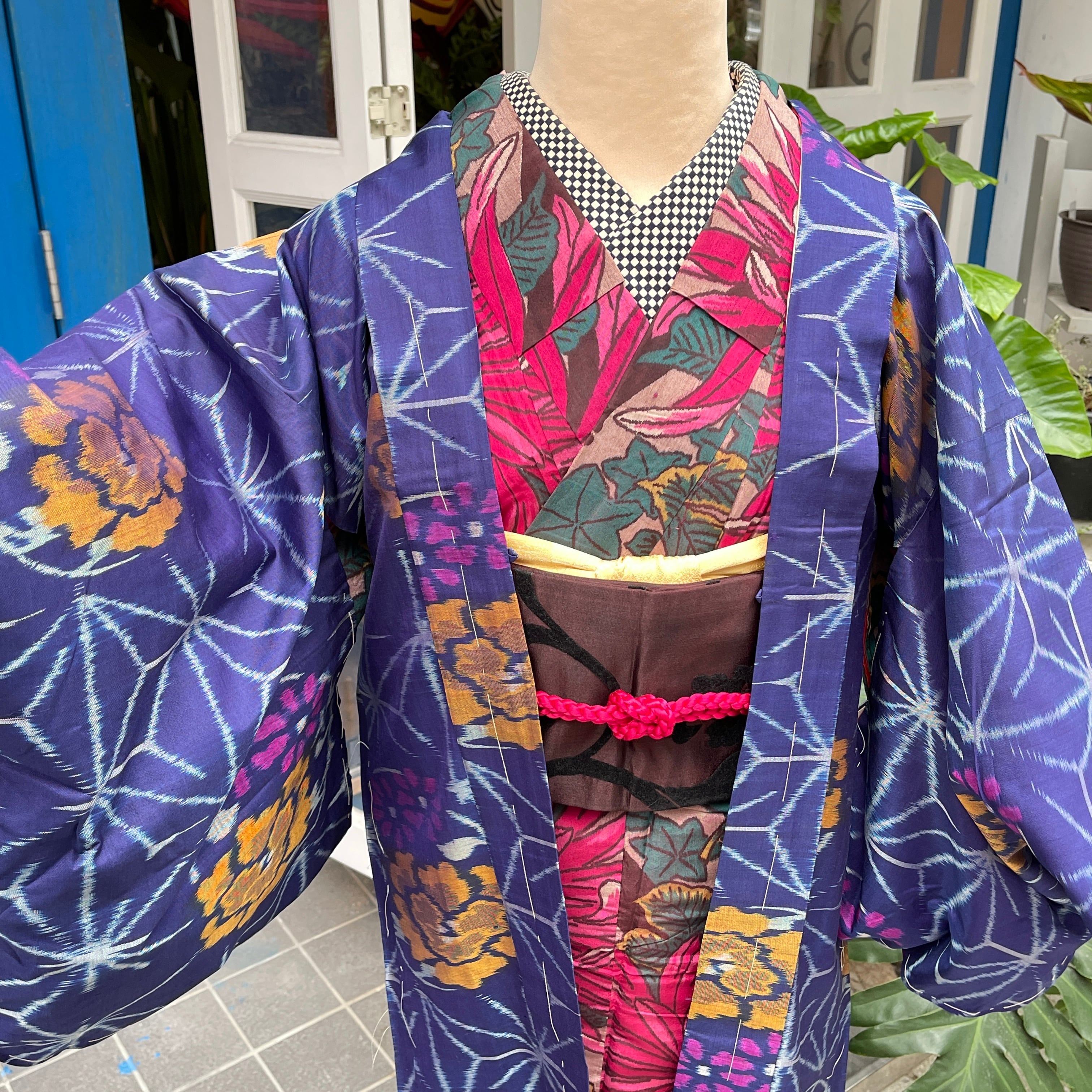 アンティーク着物 訪問着 裾柄 菊 レトロ 大正ロマン 美品 大正ロマン