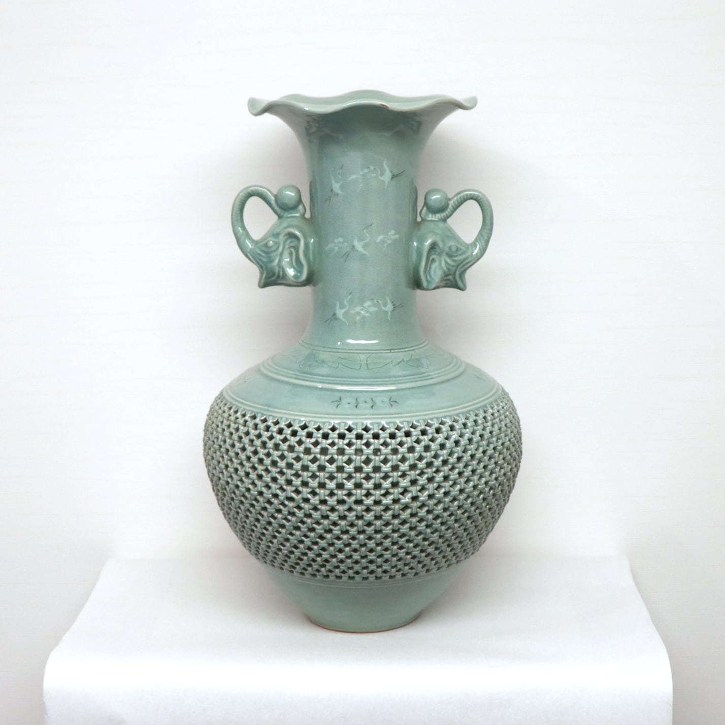 本物 中国壺 青磁 陶器製 アンティーク 中国青磁 花瓶 中国美術 花瓶