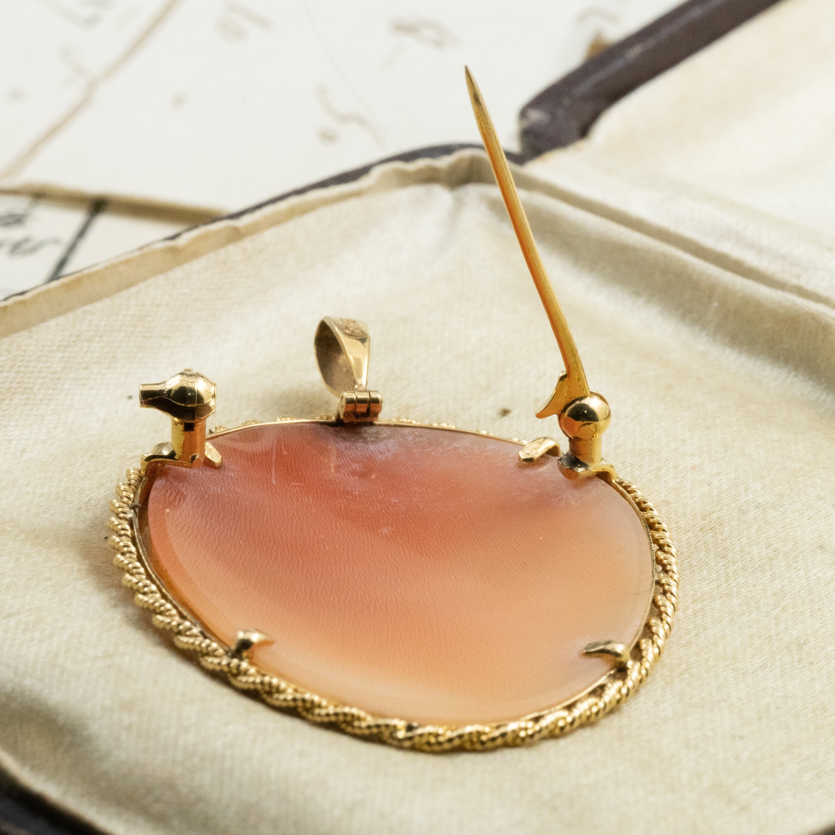 ヴィンテージ ジュエリー K18 カメオ ゴールド レトロ 2way ブローチ