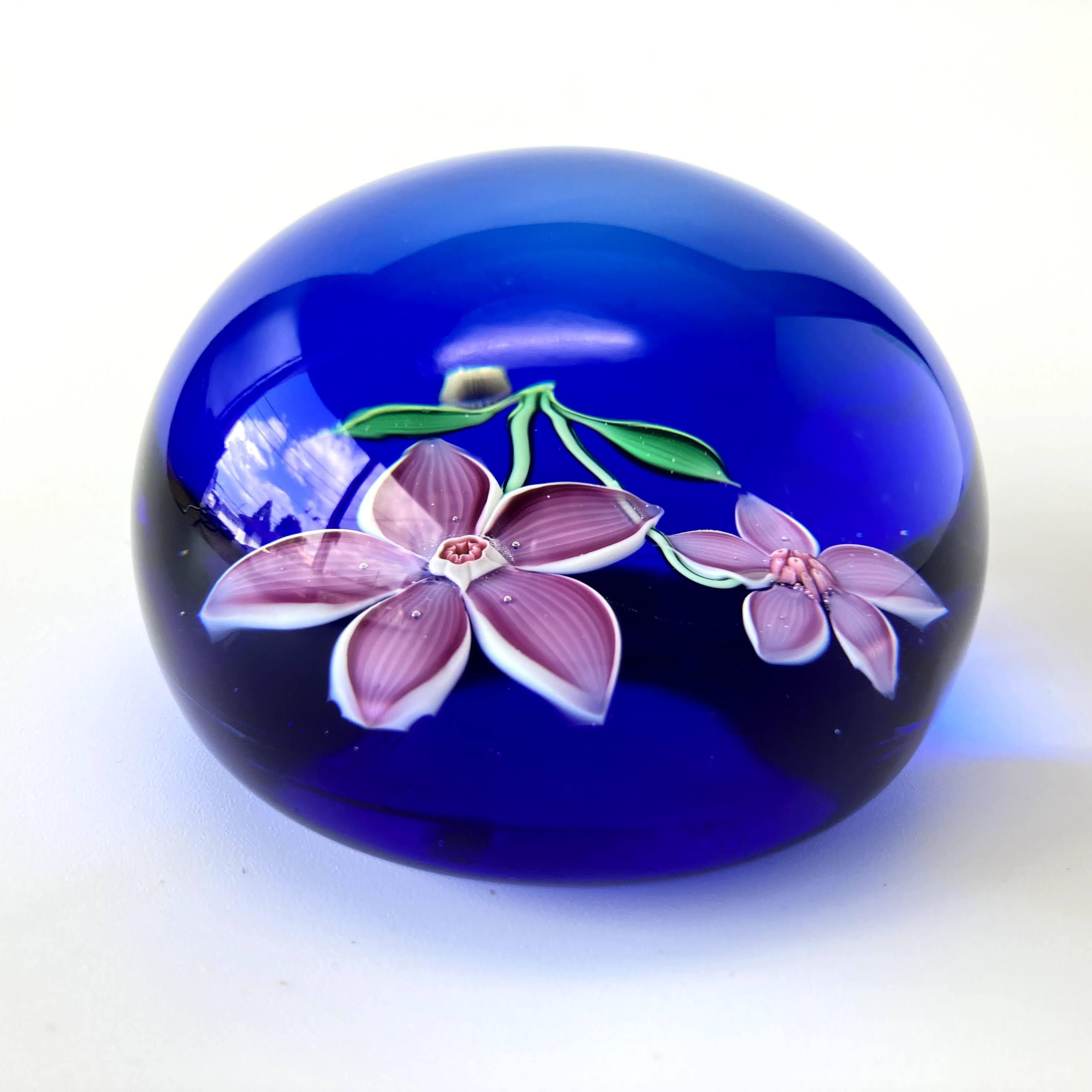 バカラ Baccarat フラワー ドーム型 ペーパーウェイト クリスタル