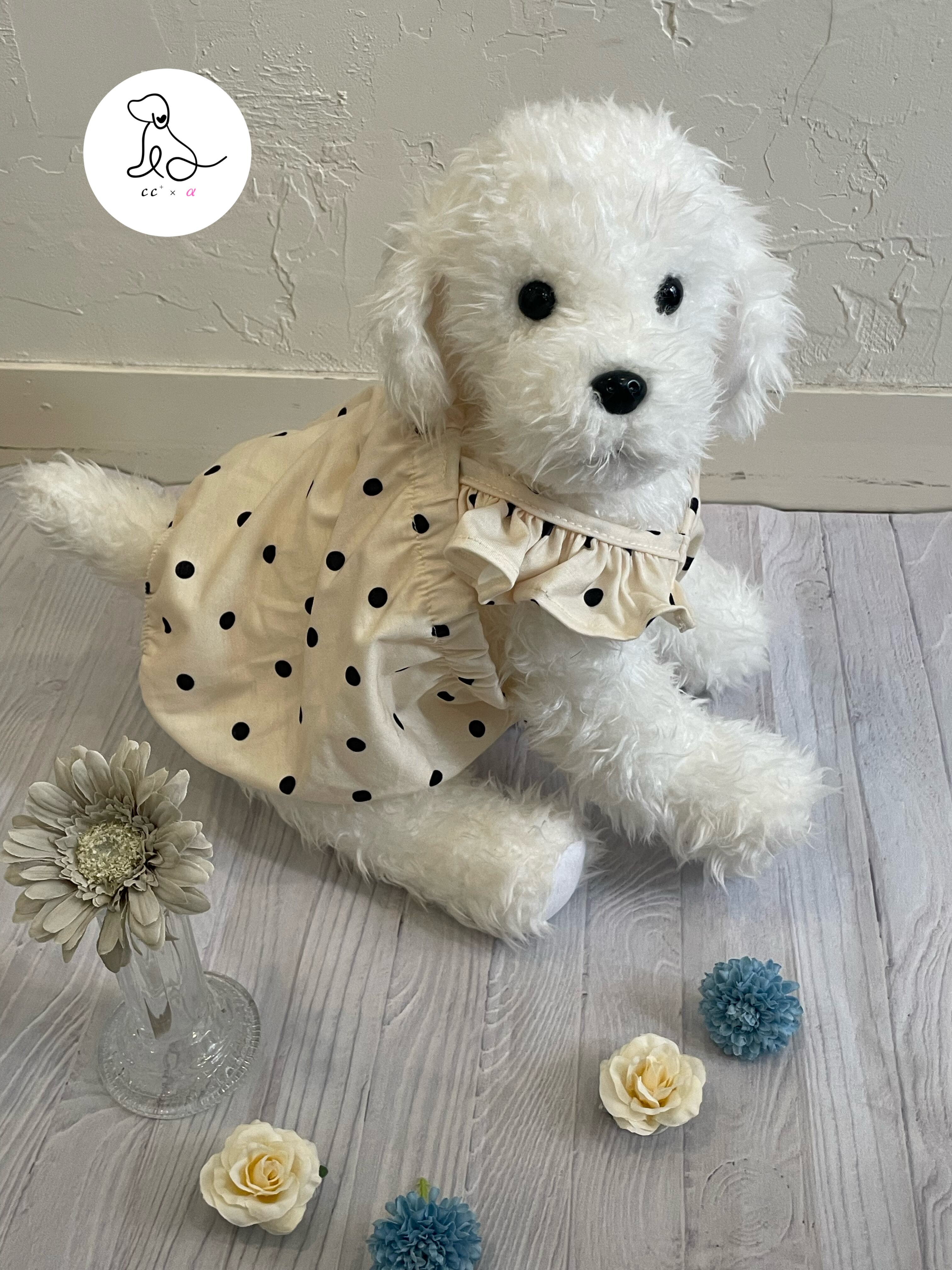 犬服ハンドメイド♡トゥシューズ柄ロンパースフリフリ 犬服