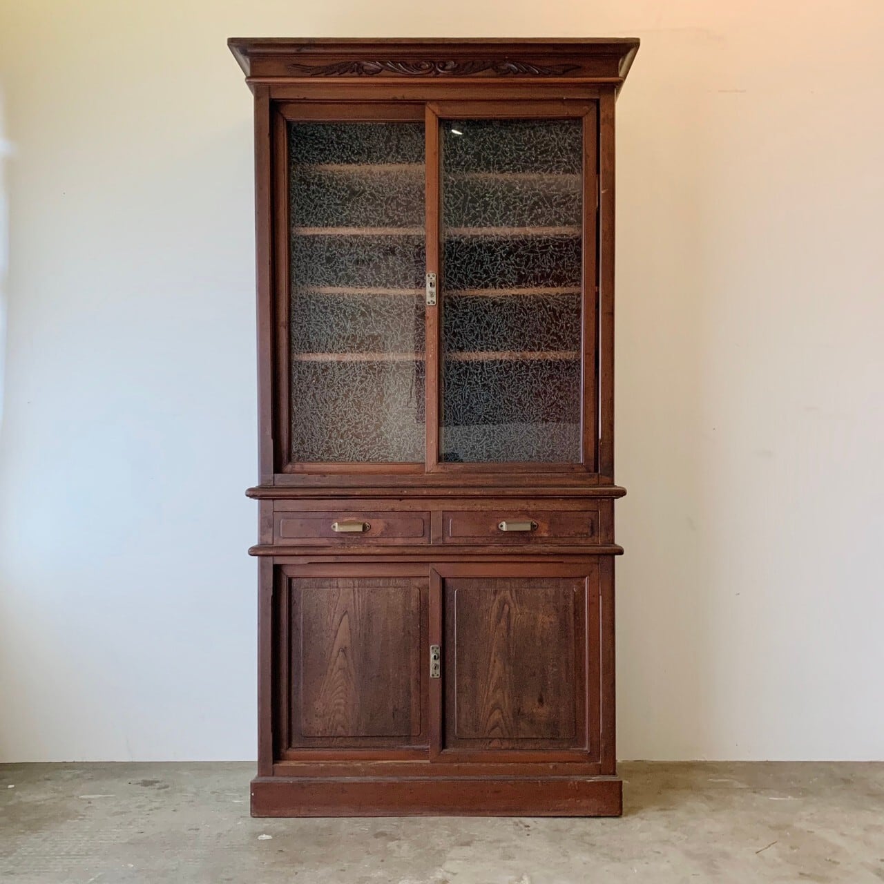 O-1604】水屋 食器棚 飾り棚 キャビネット 昭和レトロ アンティーク