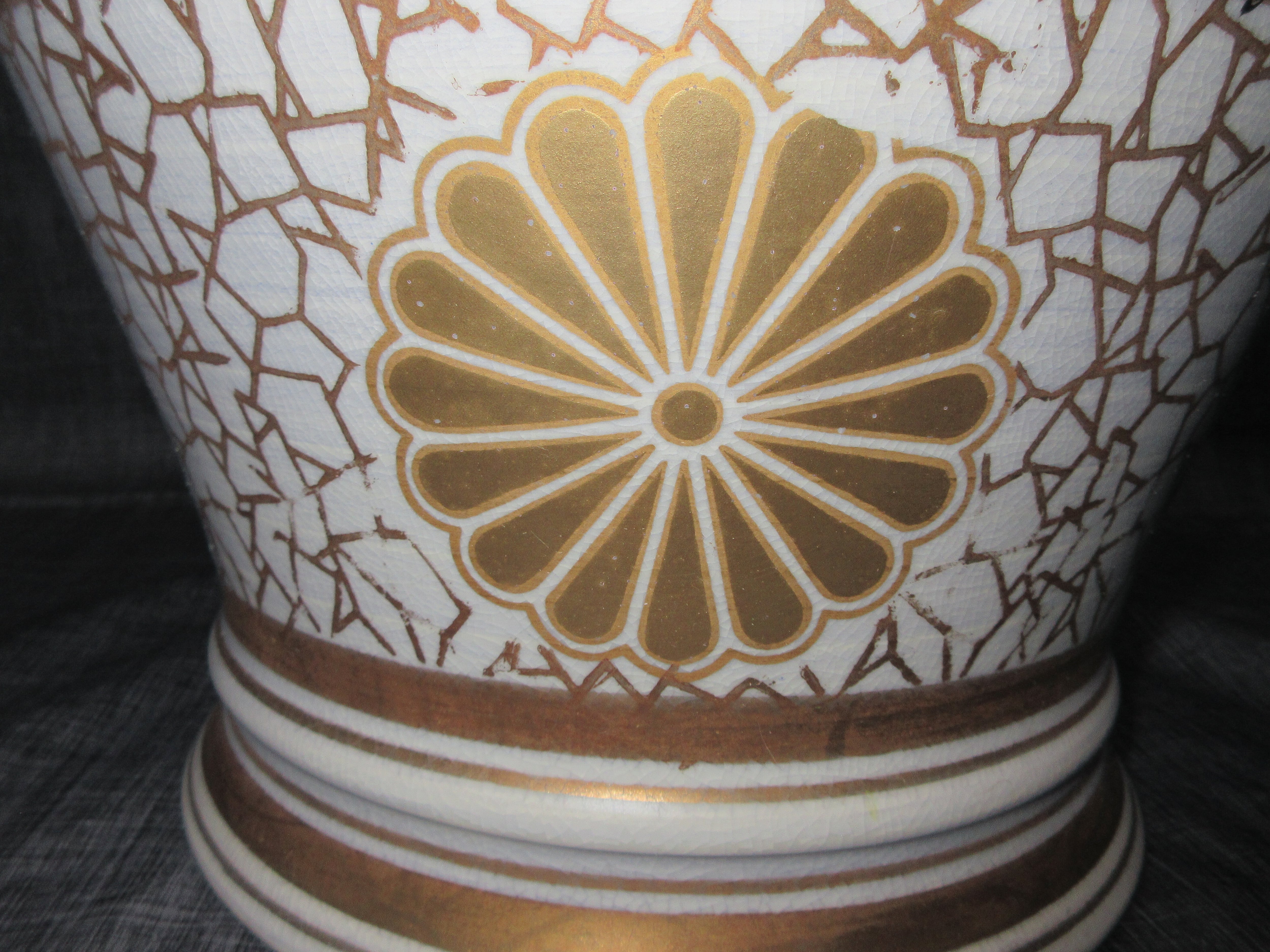 薩摩焼 金襴手色絵金彩群鶴細密絵花瓶 瓢箪飾壷 48cm 豪華絢爛 [