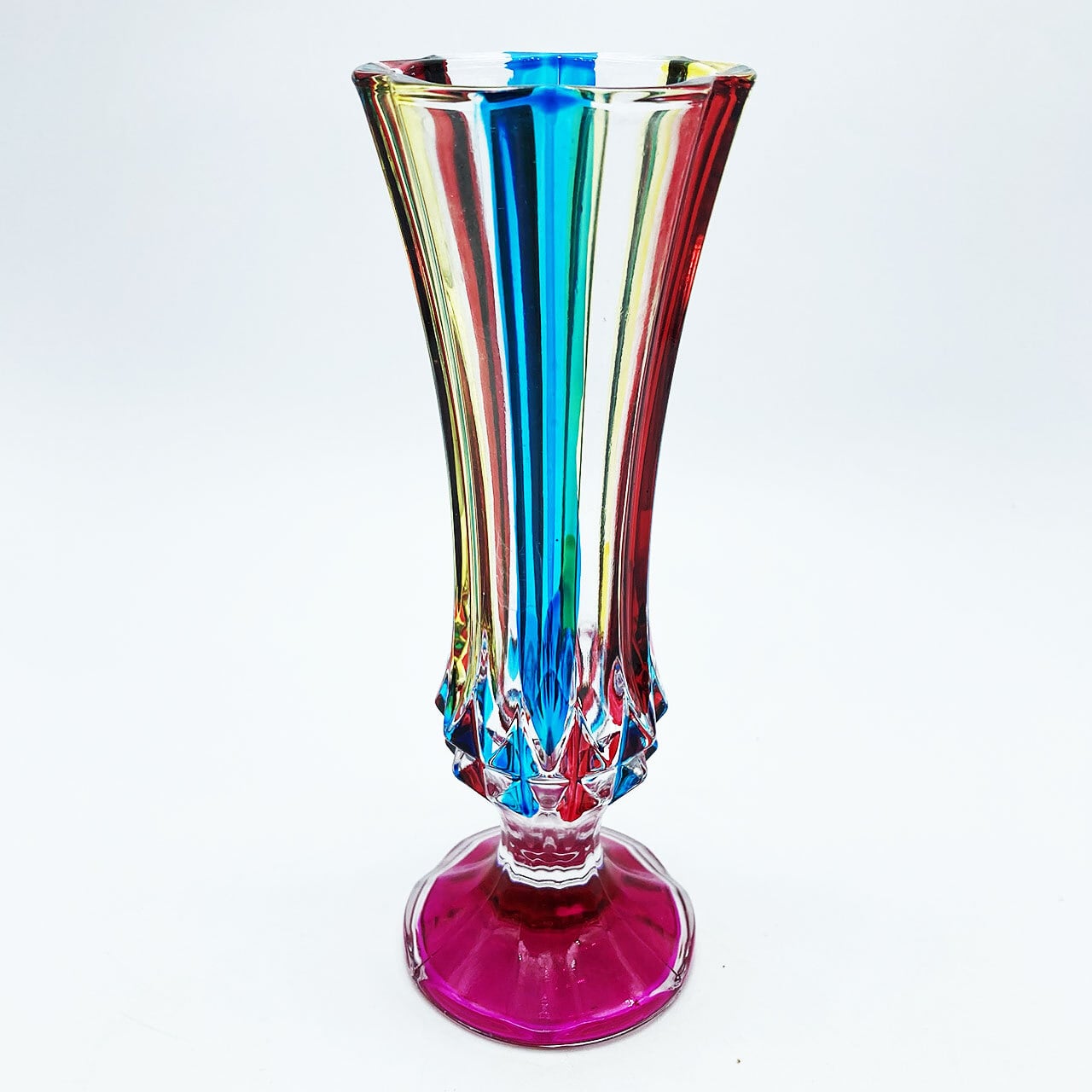 ヴェネツィアンガラス ムラーノガラス 花瓶 ローズ&ブルー