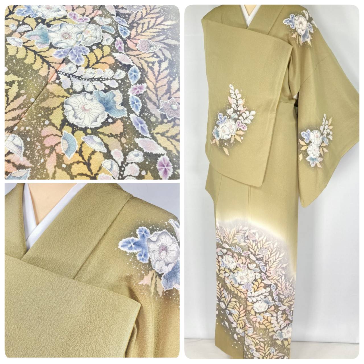 辻が花訪問着正絹未仕立て品落款入り