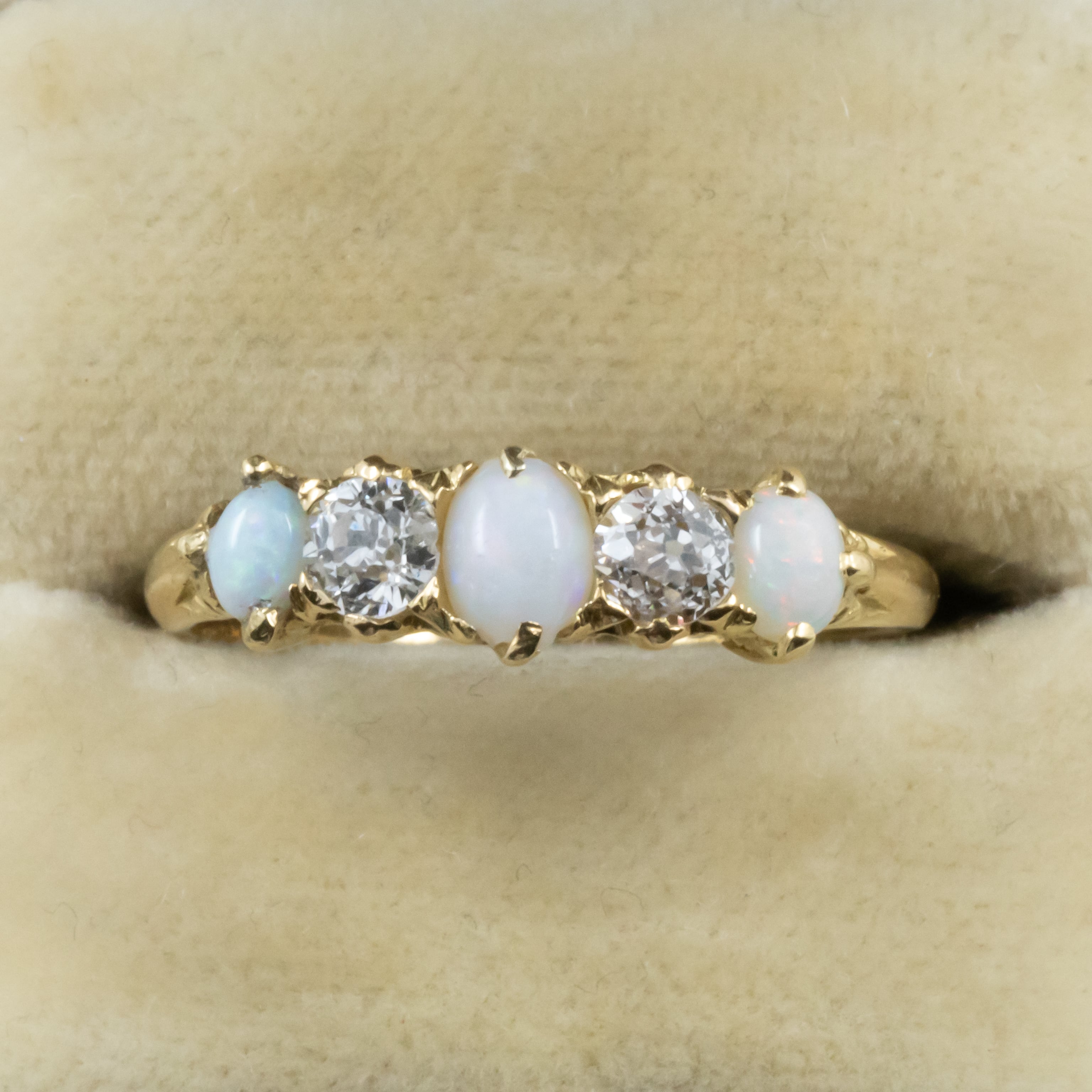 ☆西洋アンティーク9k忘れな草のオパールリング☆