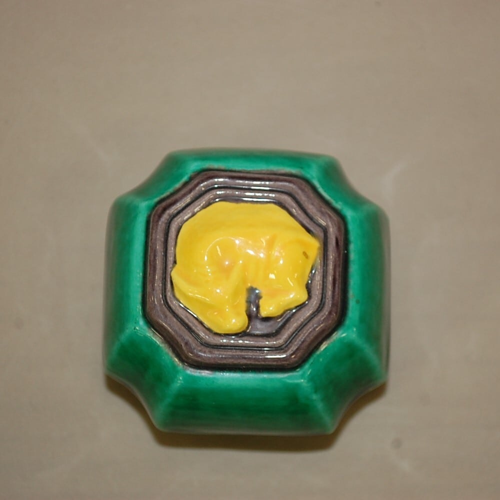 茶道具】中村翠嵐 造 交趾焼台牛香合 | 茶道具・趣味の陶器 萬谷