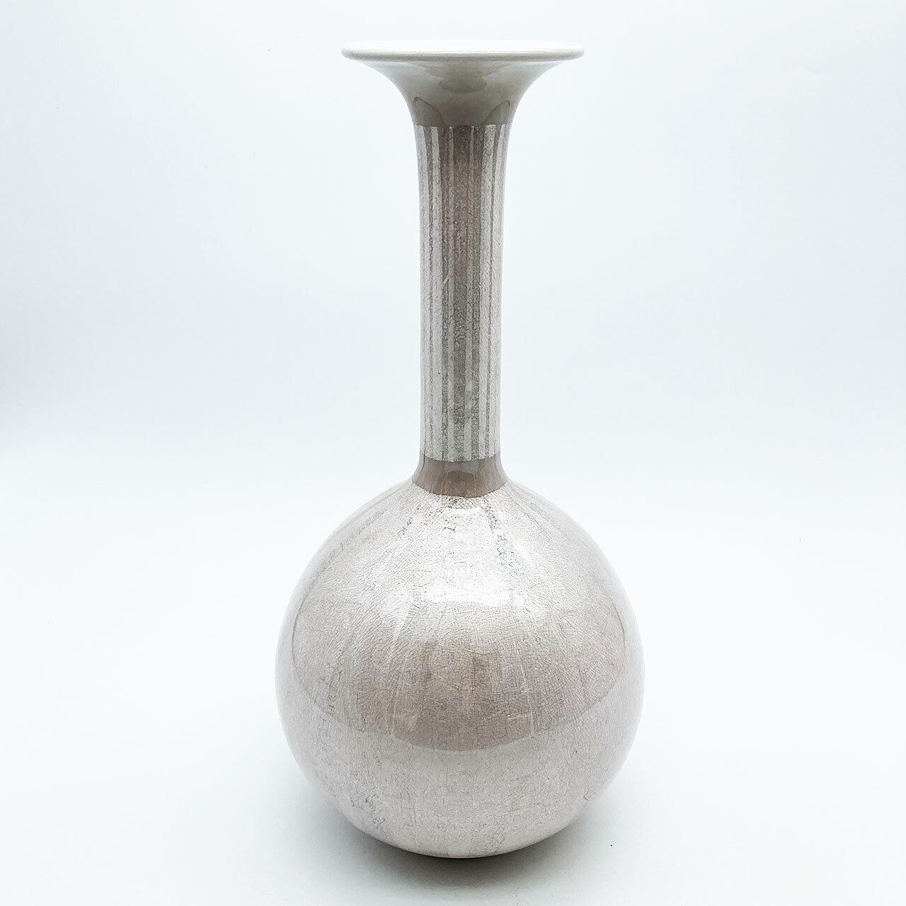 九谷焼 石川県指定無形文化財 中田一於 淡桜釉裏銀彩 花文 壷 花瓶