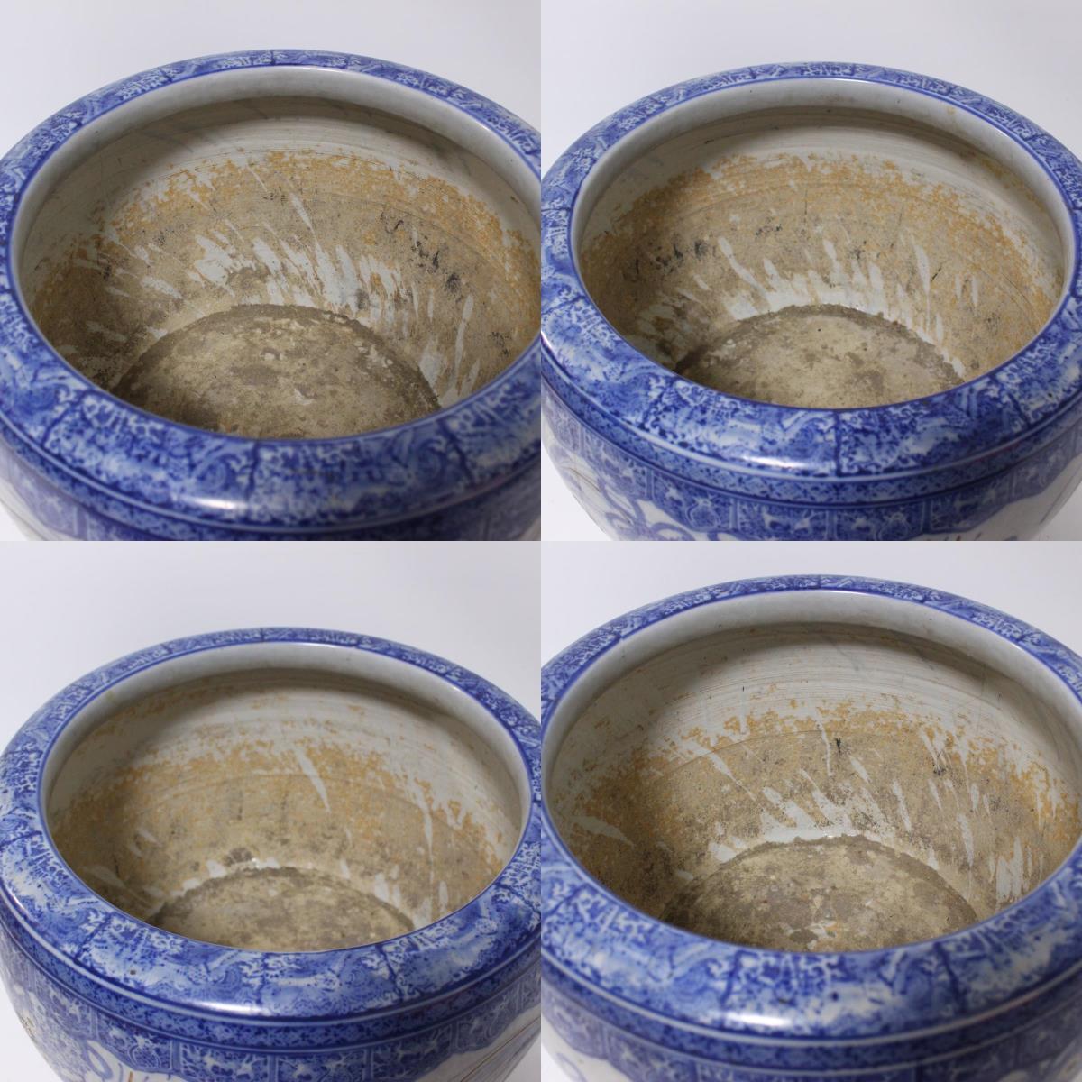 瀬戸火鉢｜絵模様｜花｜丸火鉢｜昭和初期｜アンティーク｜昭和レトロ